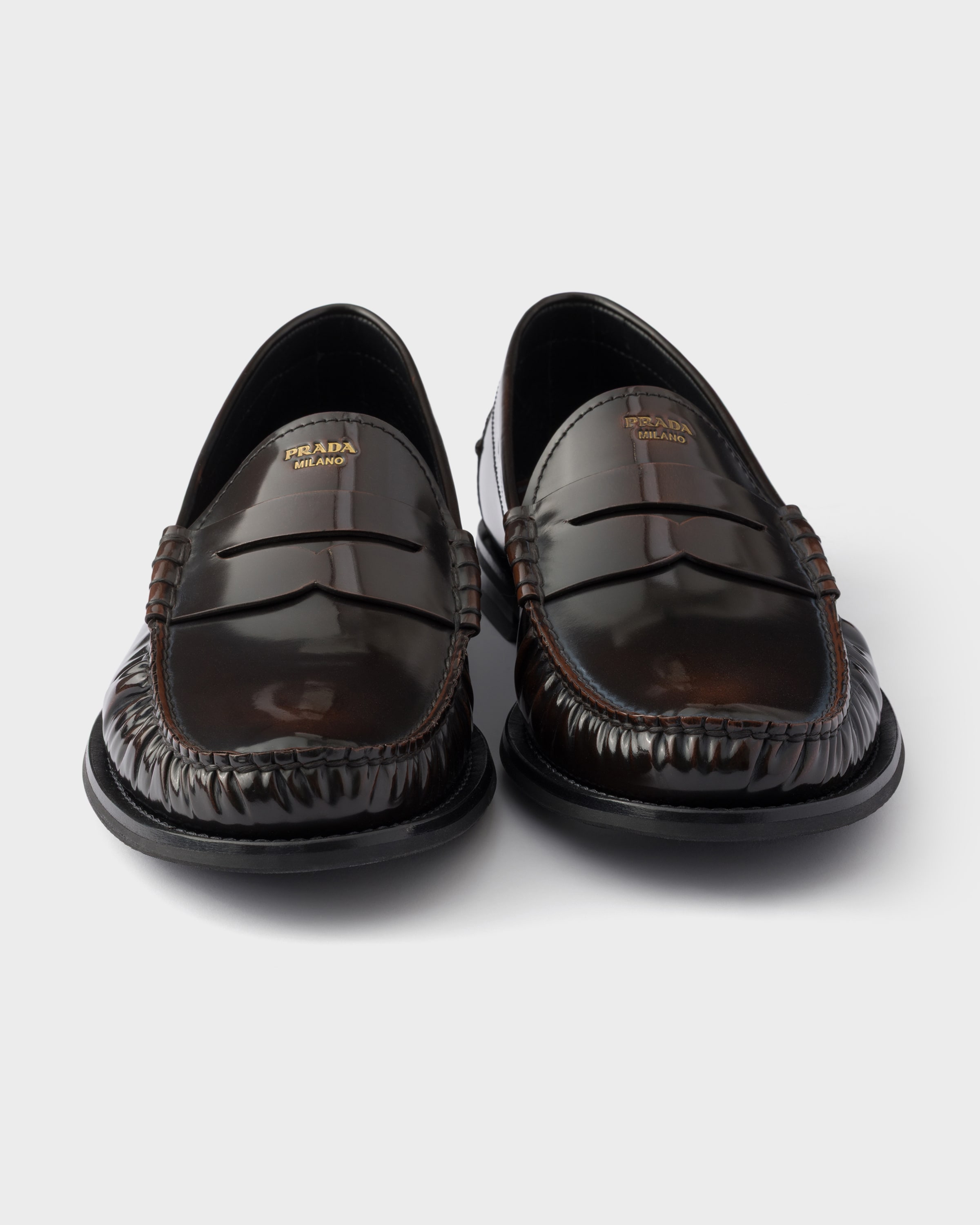 Mocassins en cuir brossé PRADA Marron