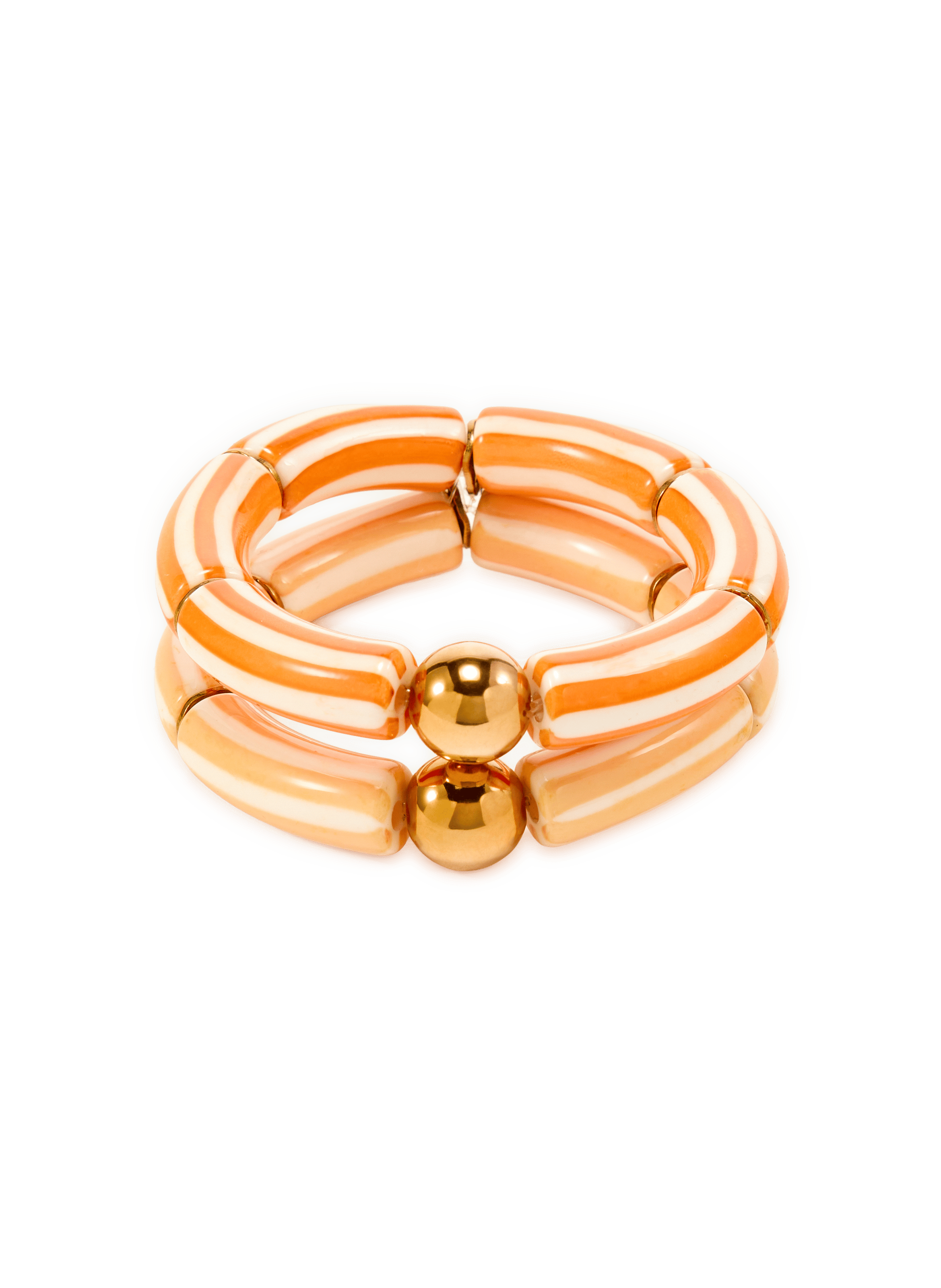 Lot de 2 bracelets à rayures AU PRINTEMPS PARIS Orange