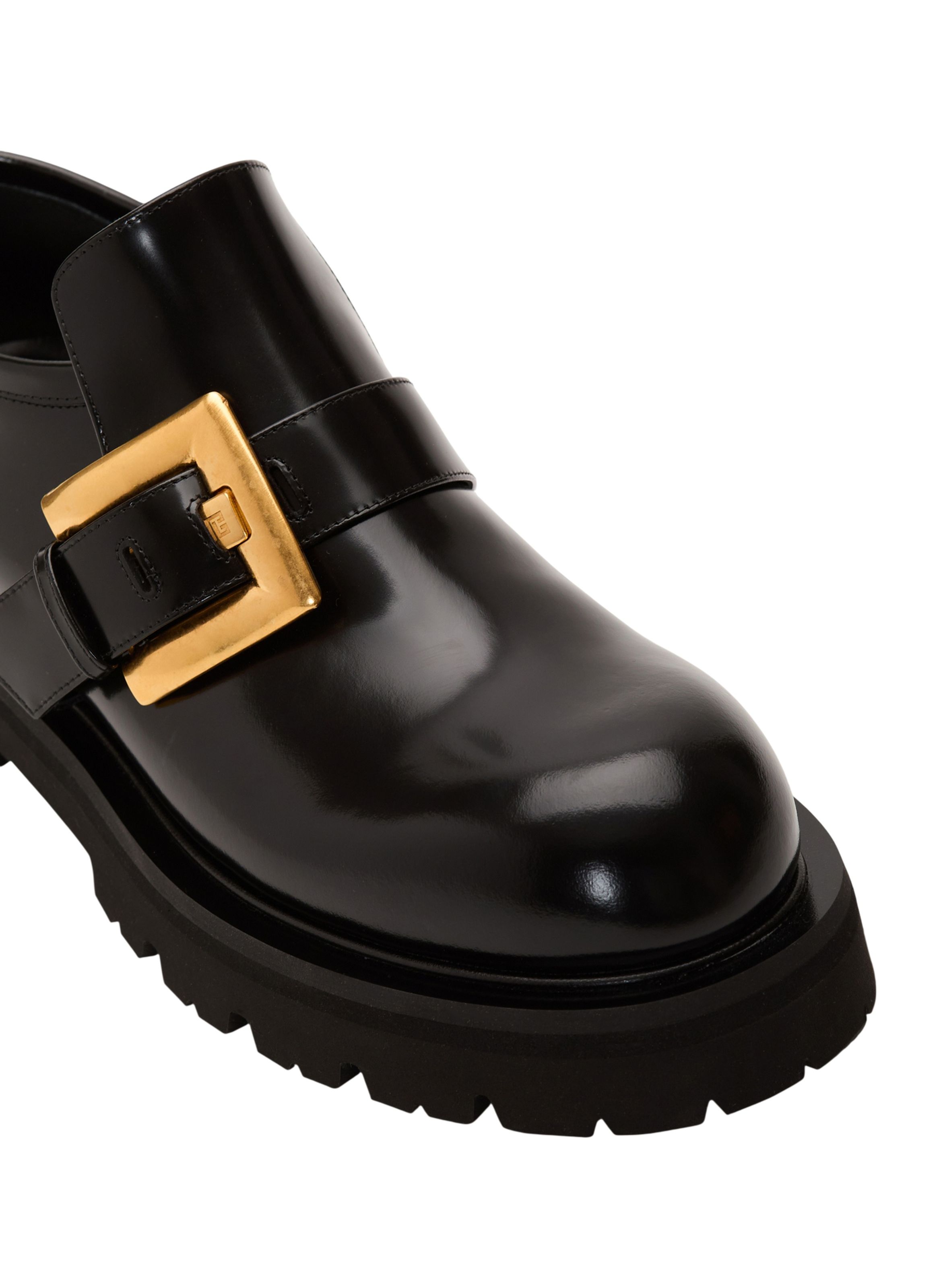 Mocassins anthem en cuir glacé BALMAIN Noir