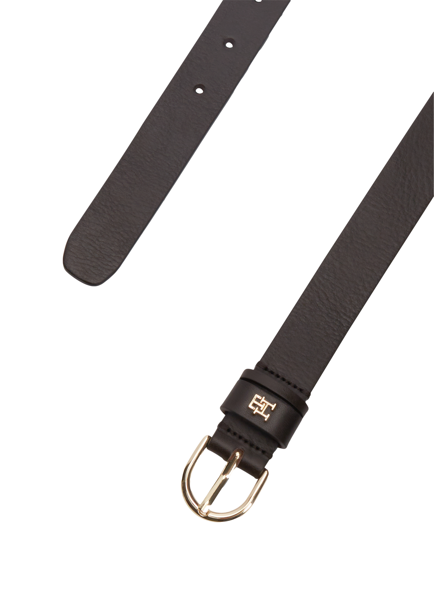Ceinture à boucle et détail dorés en cuir TOMMY HILFIGER Marron