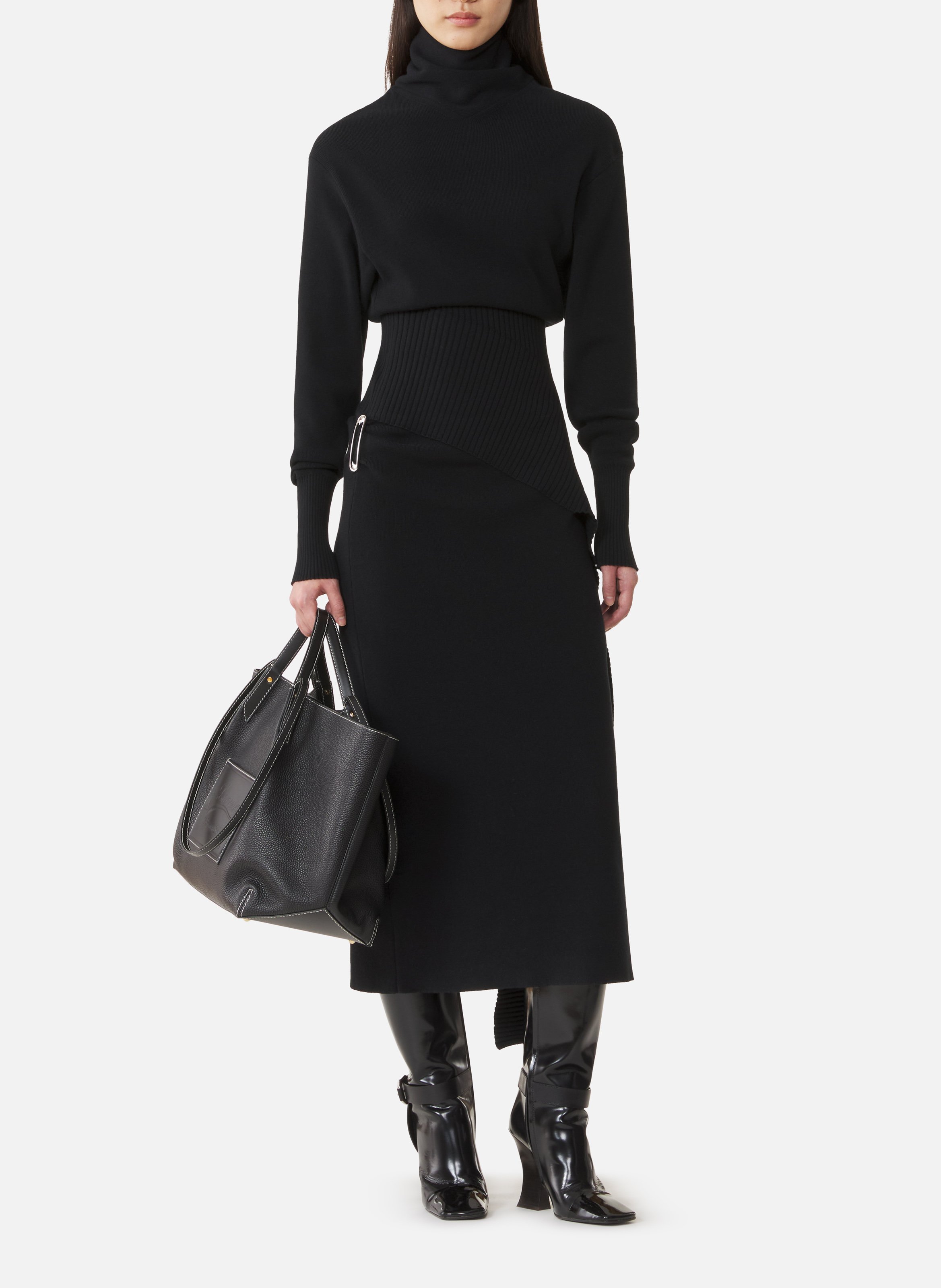 Robe midi en laine et cachemire LANVIN Noir