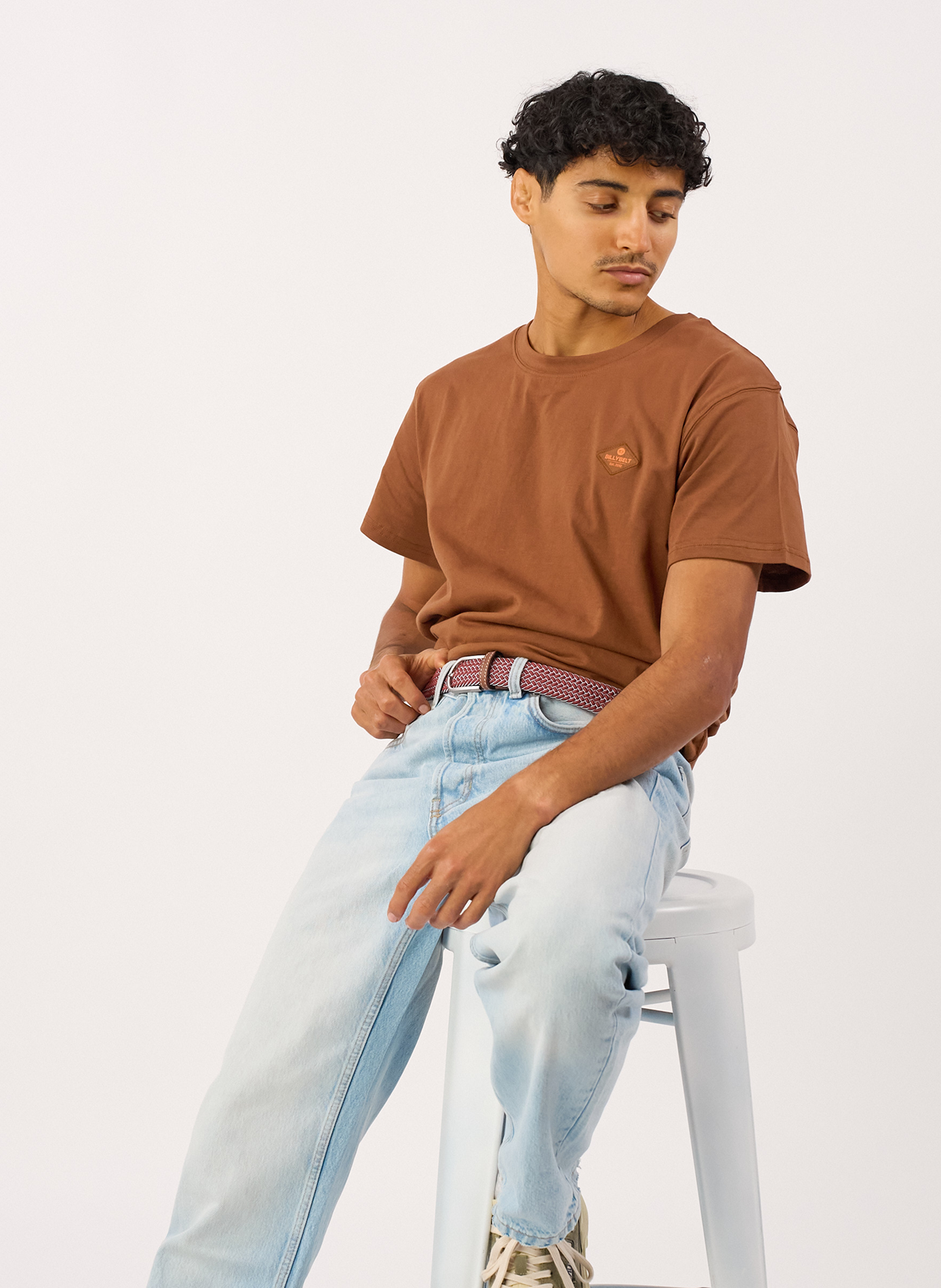 Ceinture tressée élastique multicolore BILLYBELT Rouge