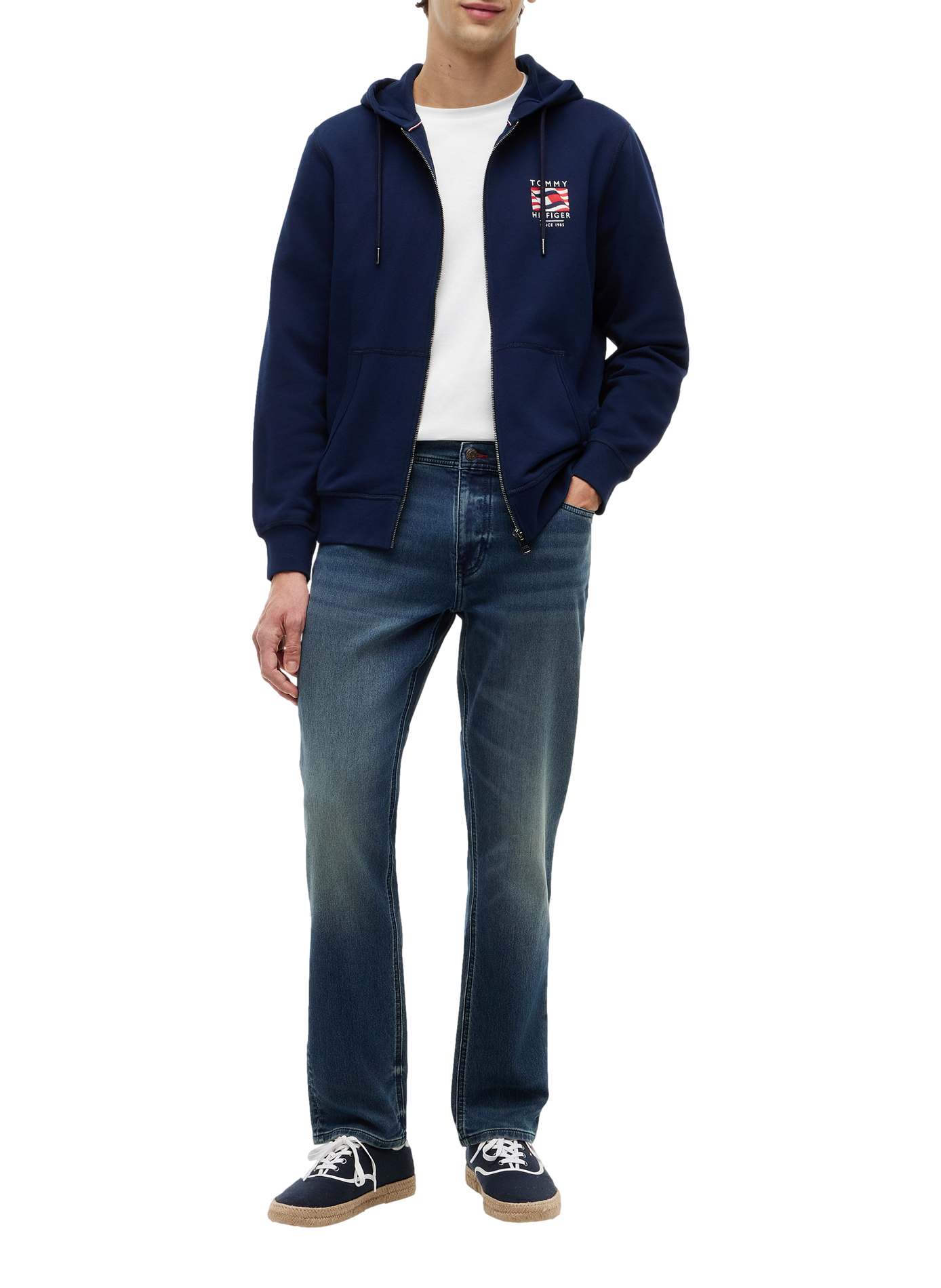 Straight cotton hoodie TOMMY HILFIGER Blue