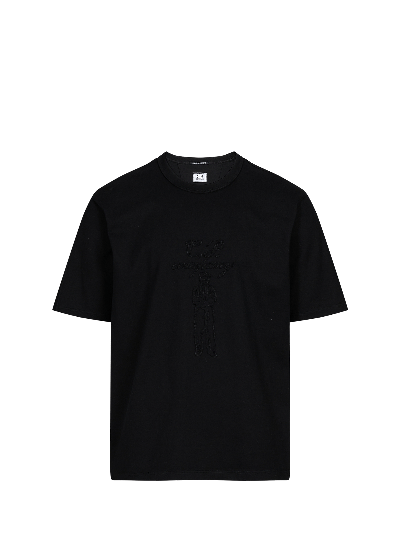 T-shirt à logo brodé en coton CP COMPANY Noir
