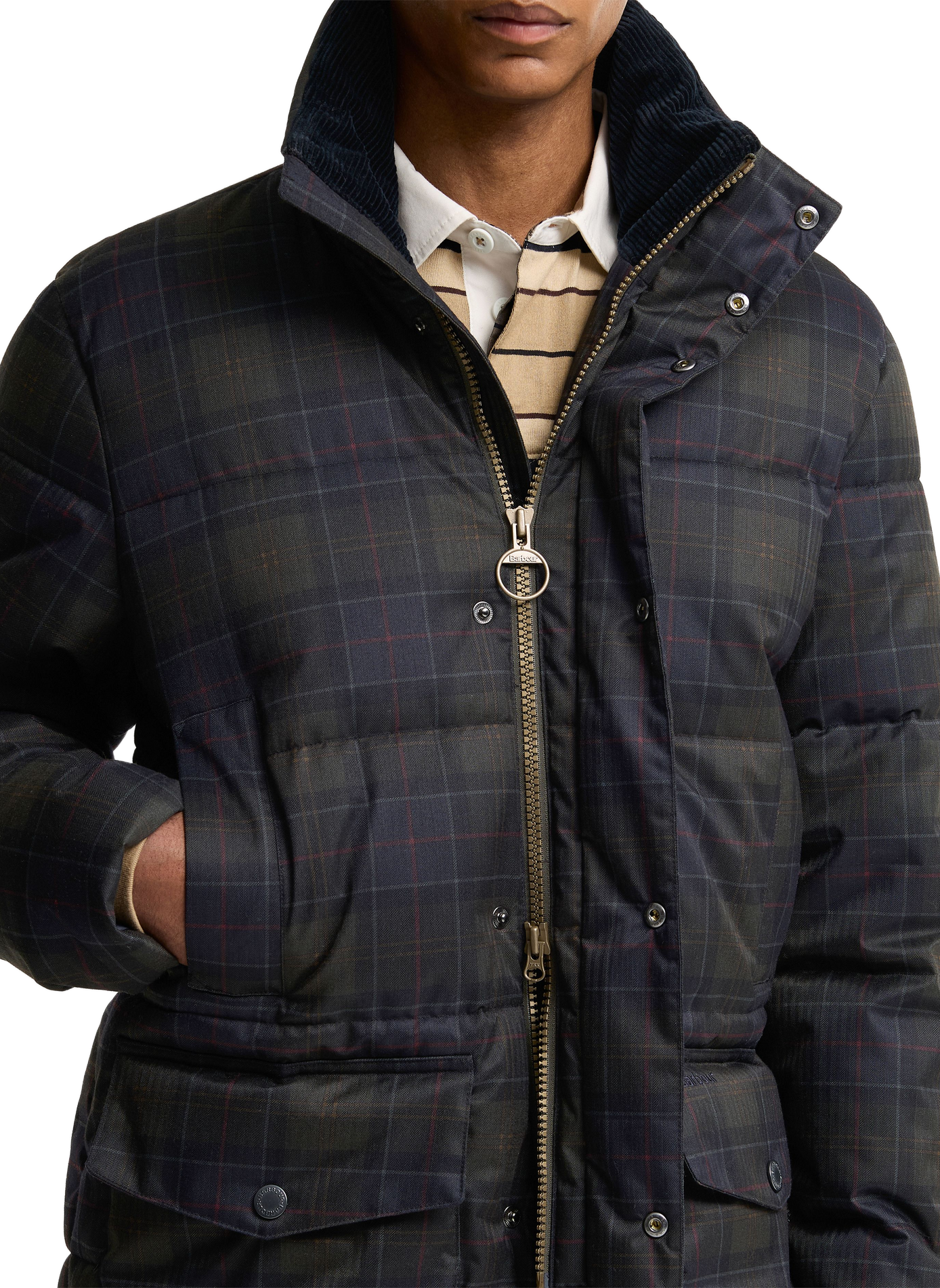 Straight checkered high-neck down jacket BARBOUR Multicolour