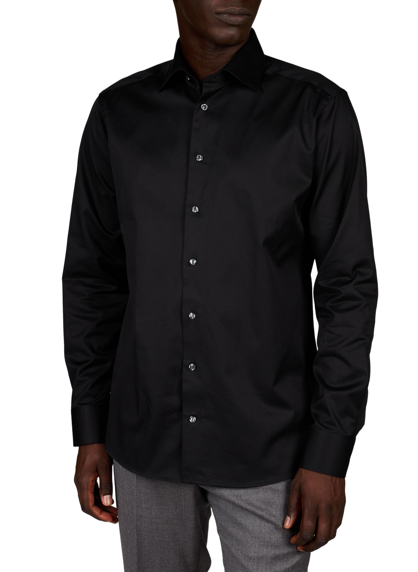 Chemise droite en coton ETON Noir