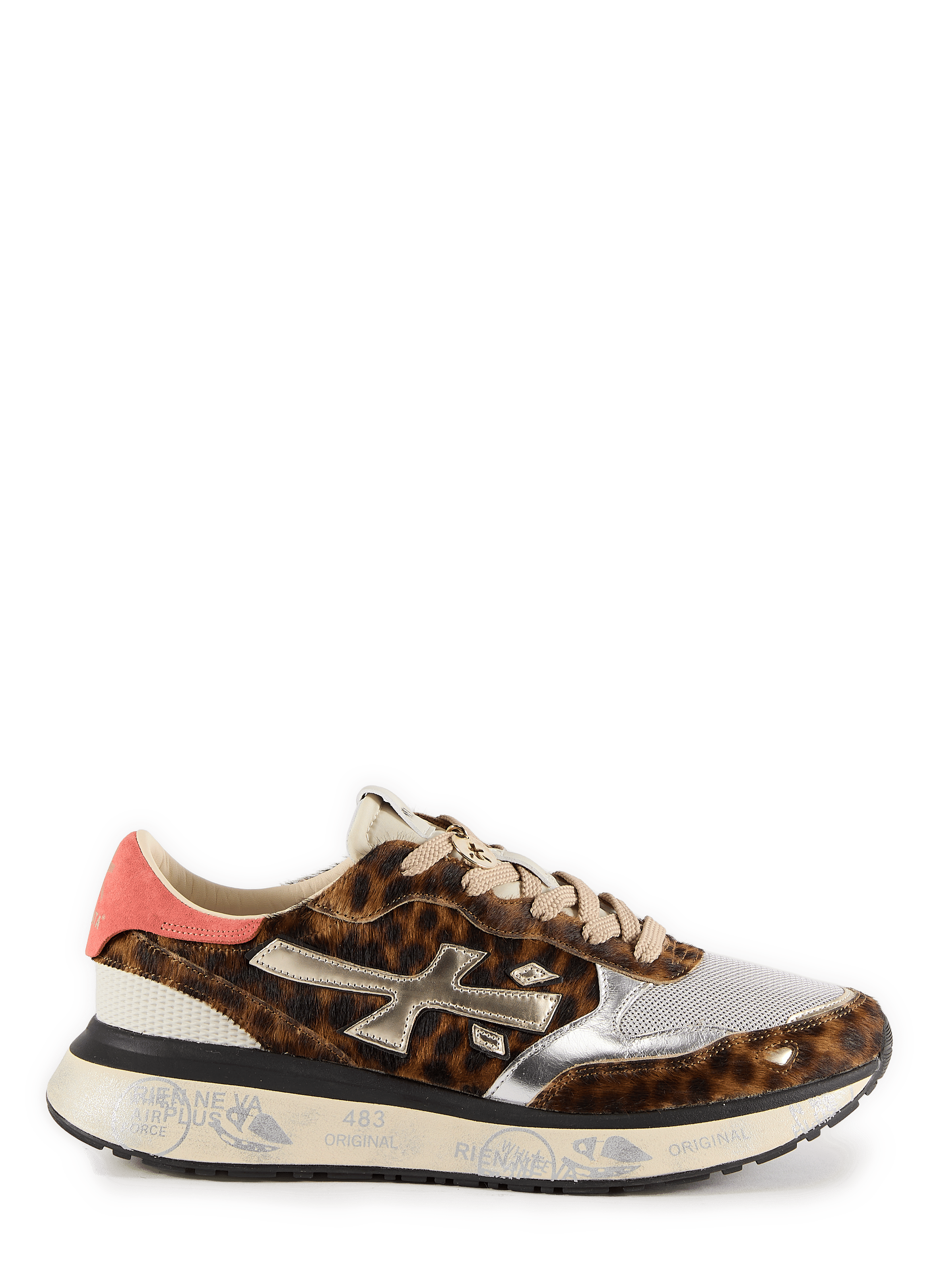 LEOPARD LAURYN mixed leather sneakers PREMIATA Multicolour