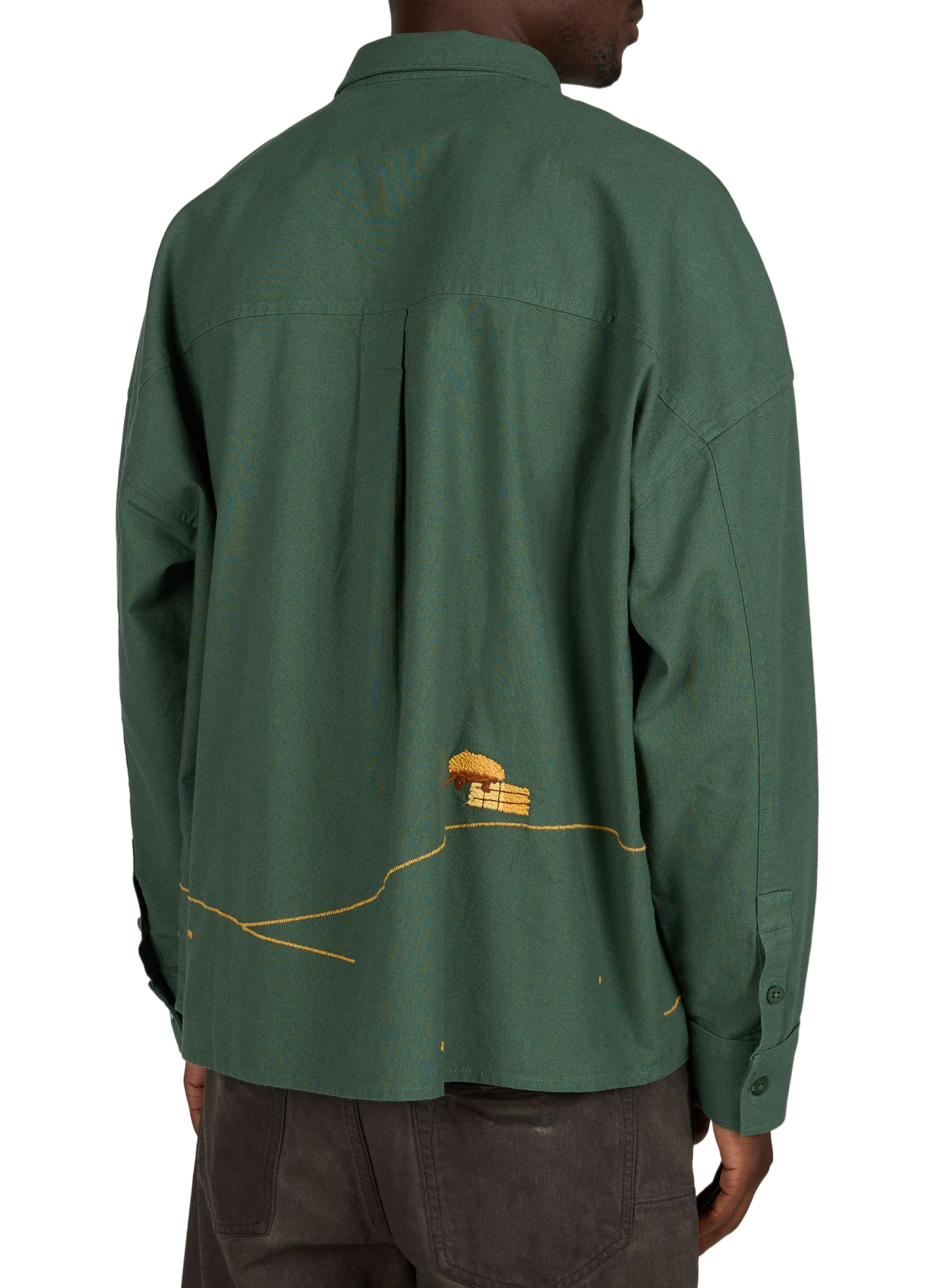 Solid Straight Overshirt THINKING MU Green