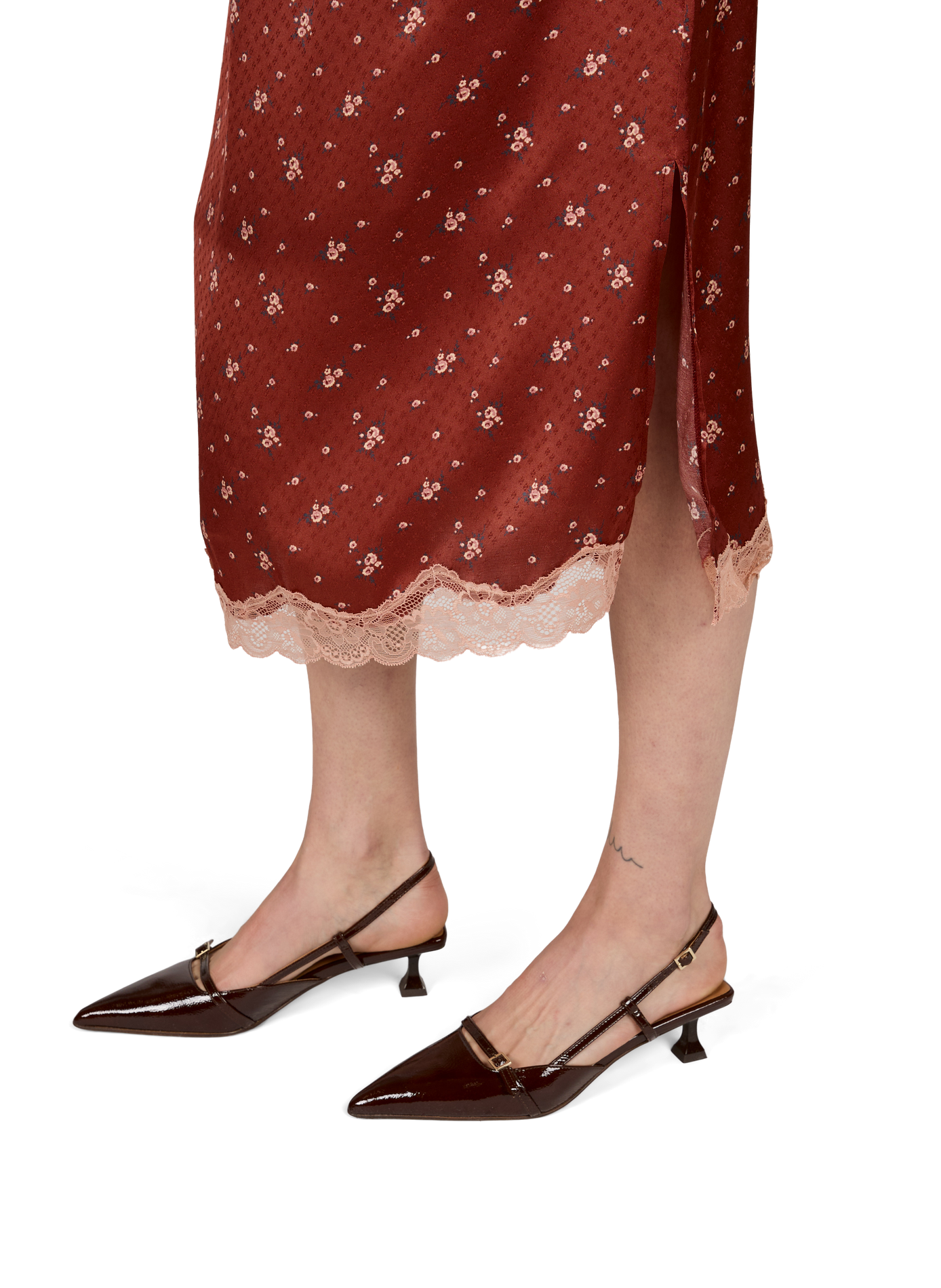 Midi rok met kanten print PETITE MENDIGOTE Oranje
