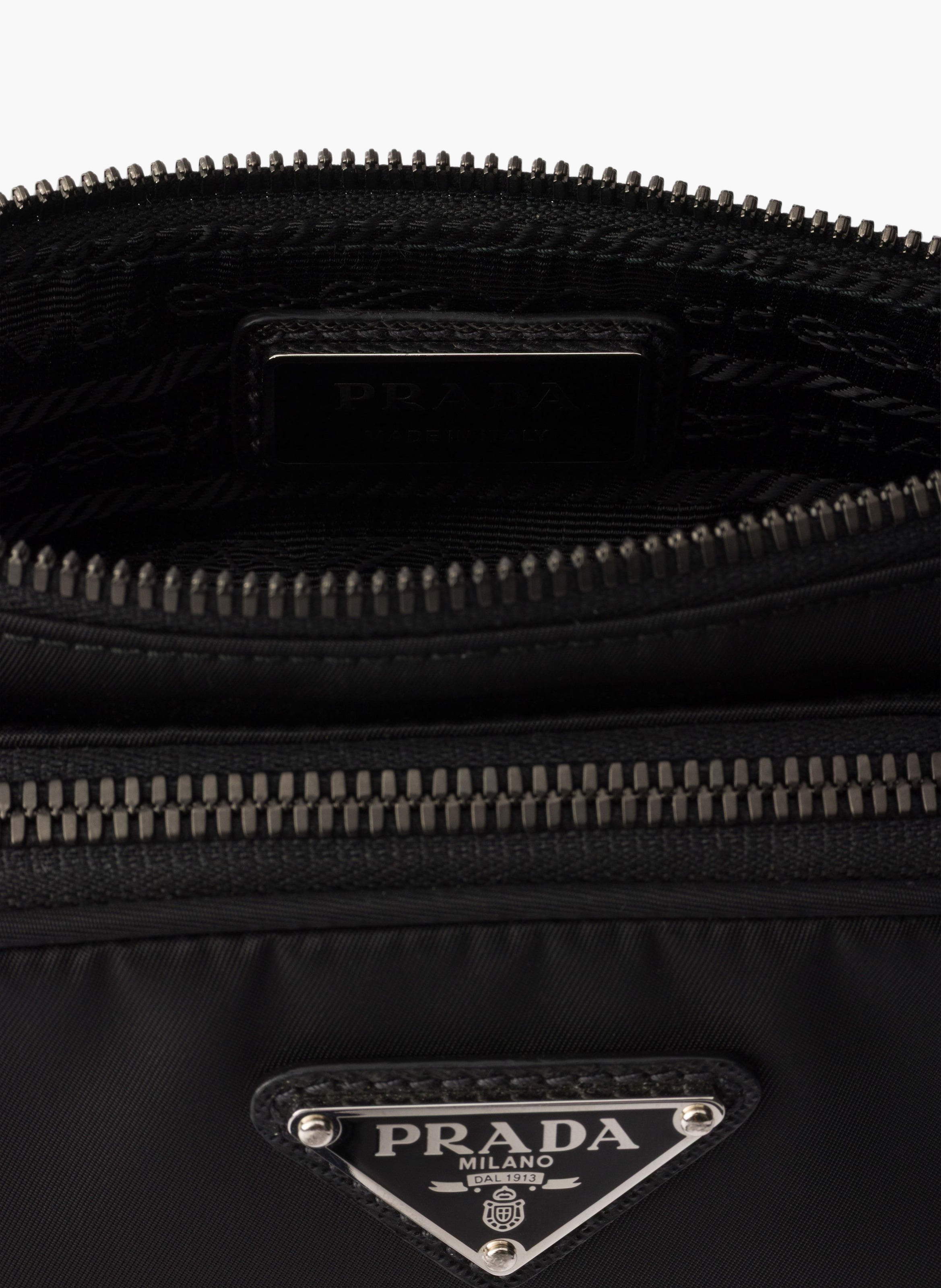 Sac porté épaule en re-nylon et cuir saffiano PRADA Noir