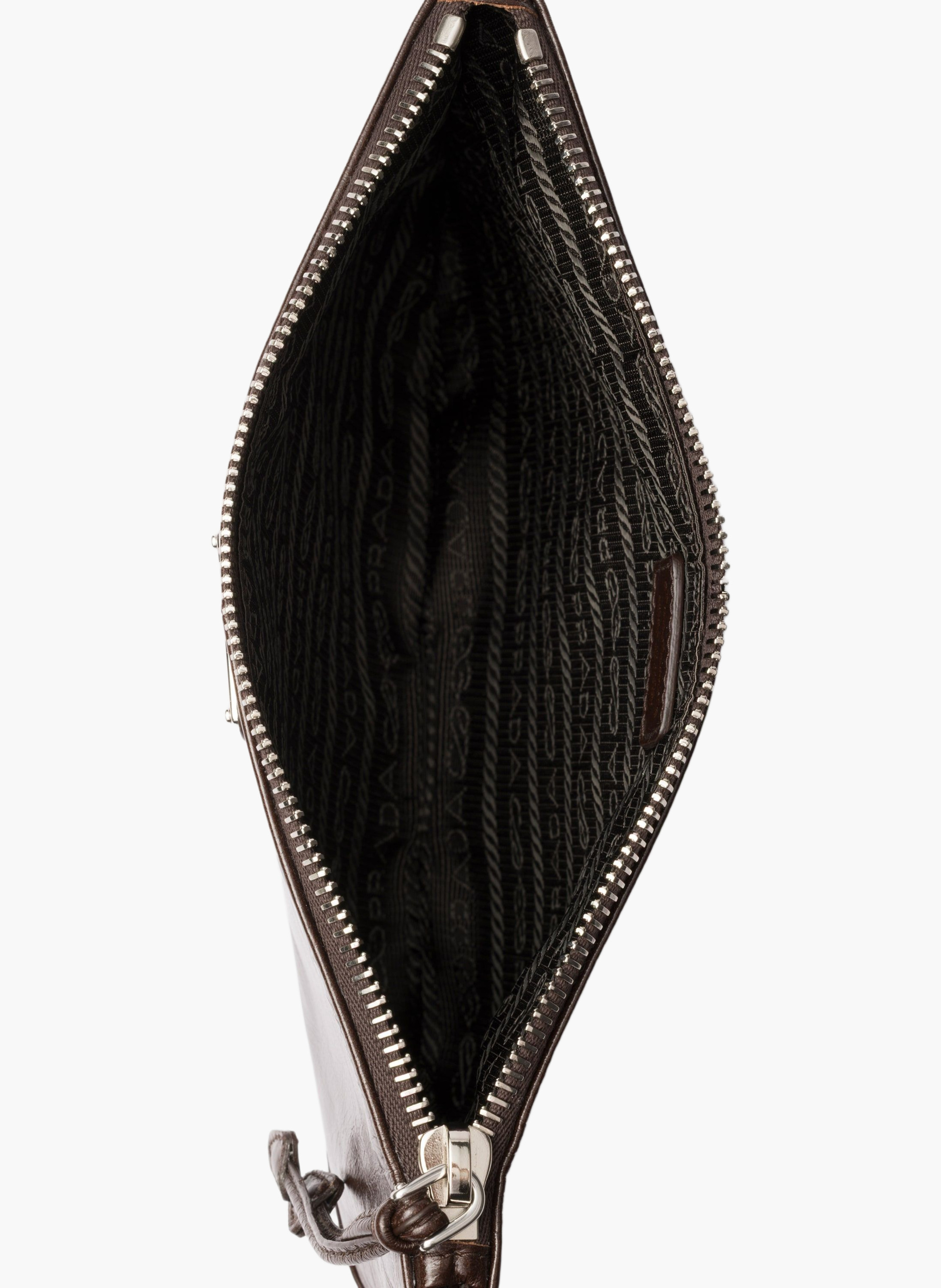 Étui pour smartphone en cuir PRADA Marron