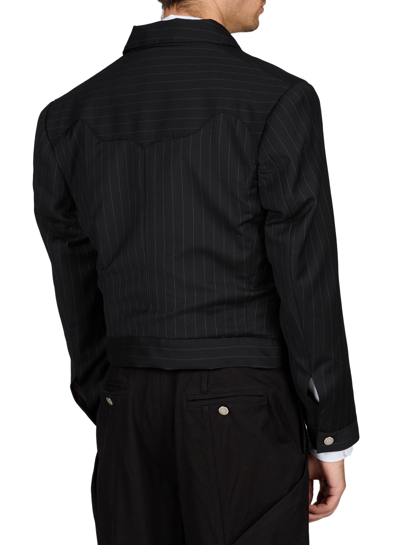 Gesteppte gerade geschnittene Wolljacke mit Streifen CAMPILLO Schwarz