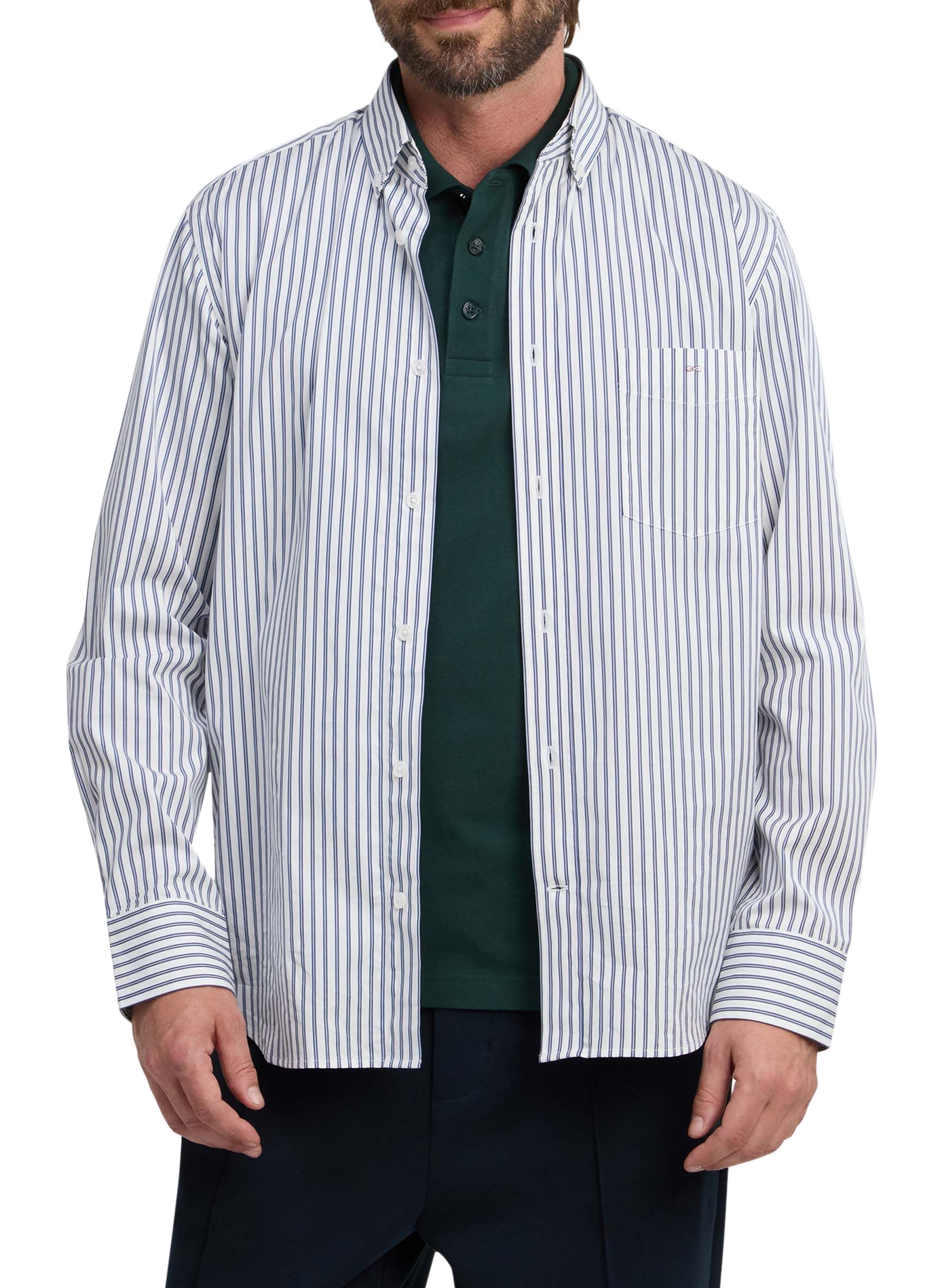 Chemise droite à rayures en coton EDEN PARK Weiss