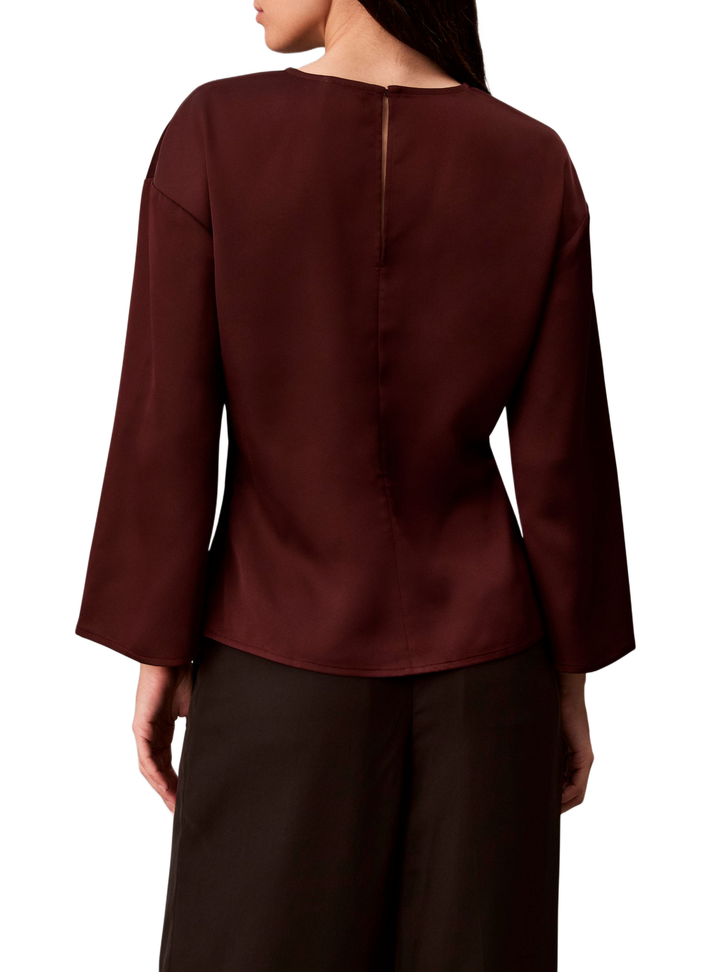 Fitted satin crew-neck top CALVIN KLEIN Red