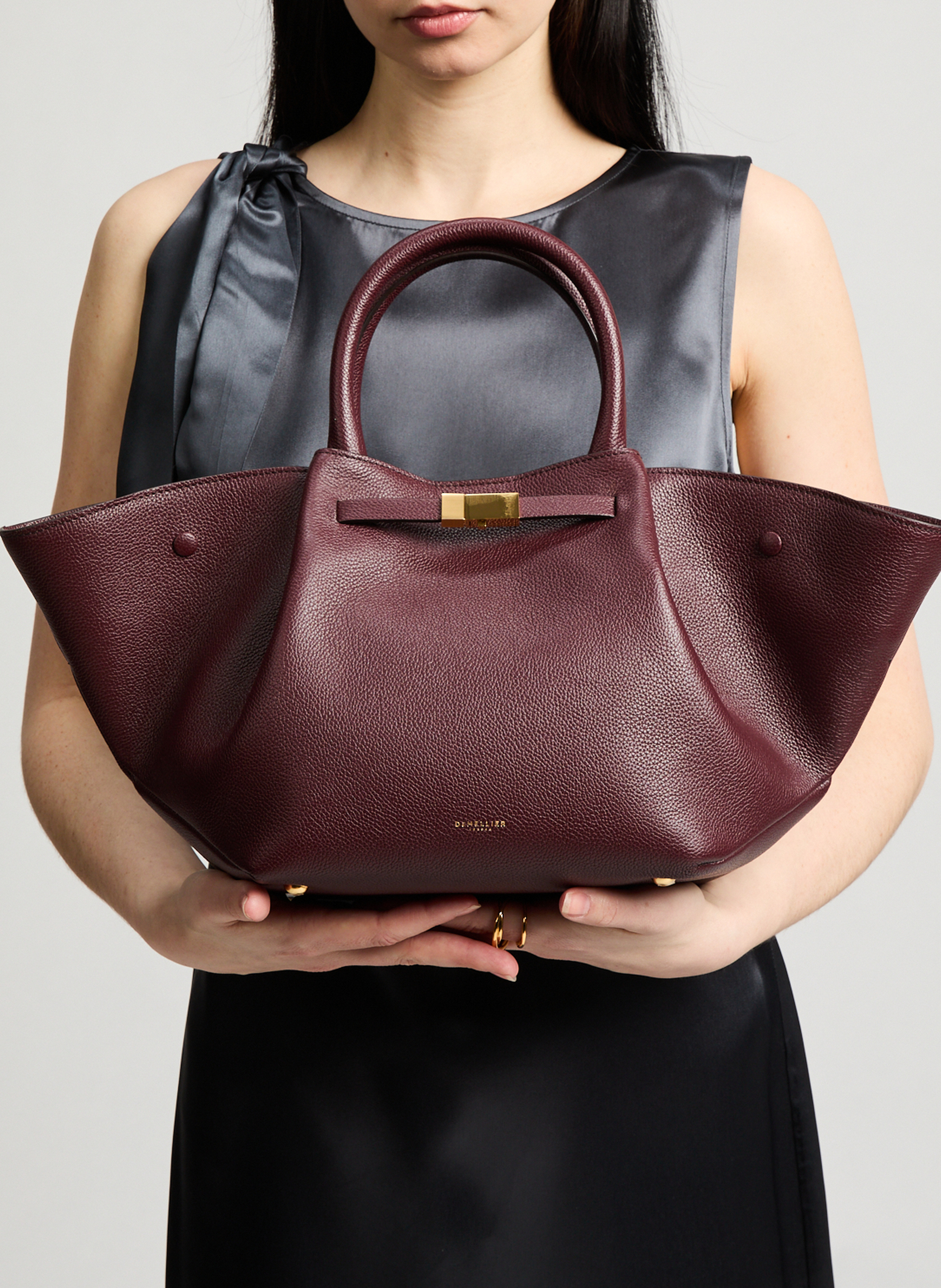 Striped leather handbag DEMELLIER LONDON Red