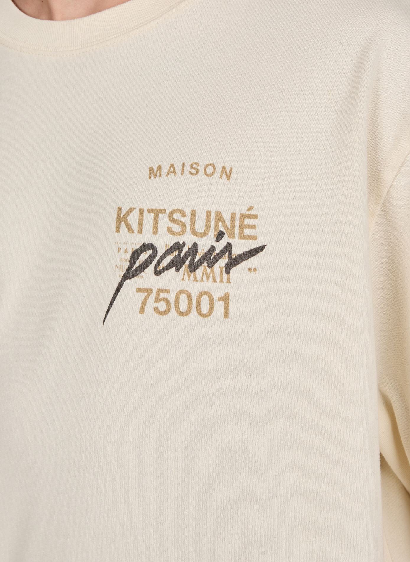 Straight-fit crew-neck printed T-shirt MAISON KITSUNÉ Beige