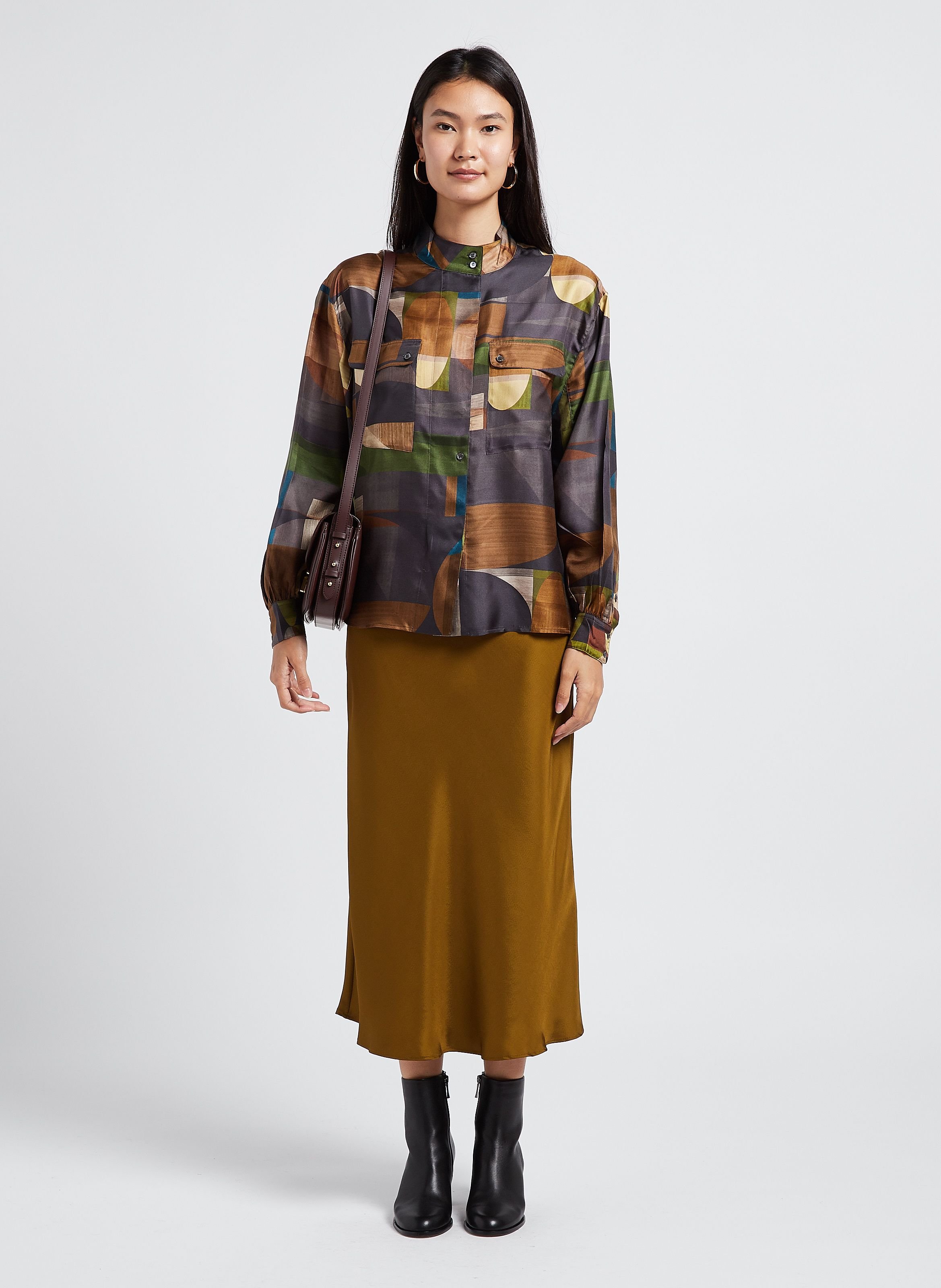 Jupe midi fluide en satin fever SOEUR 