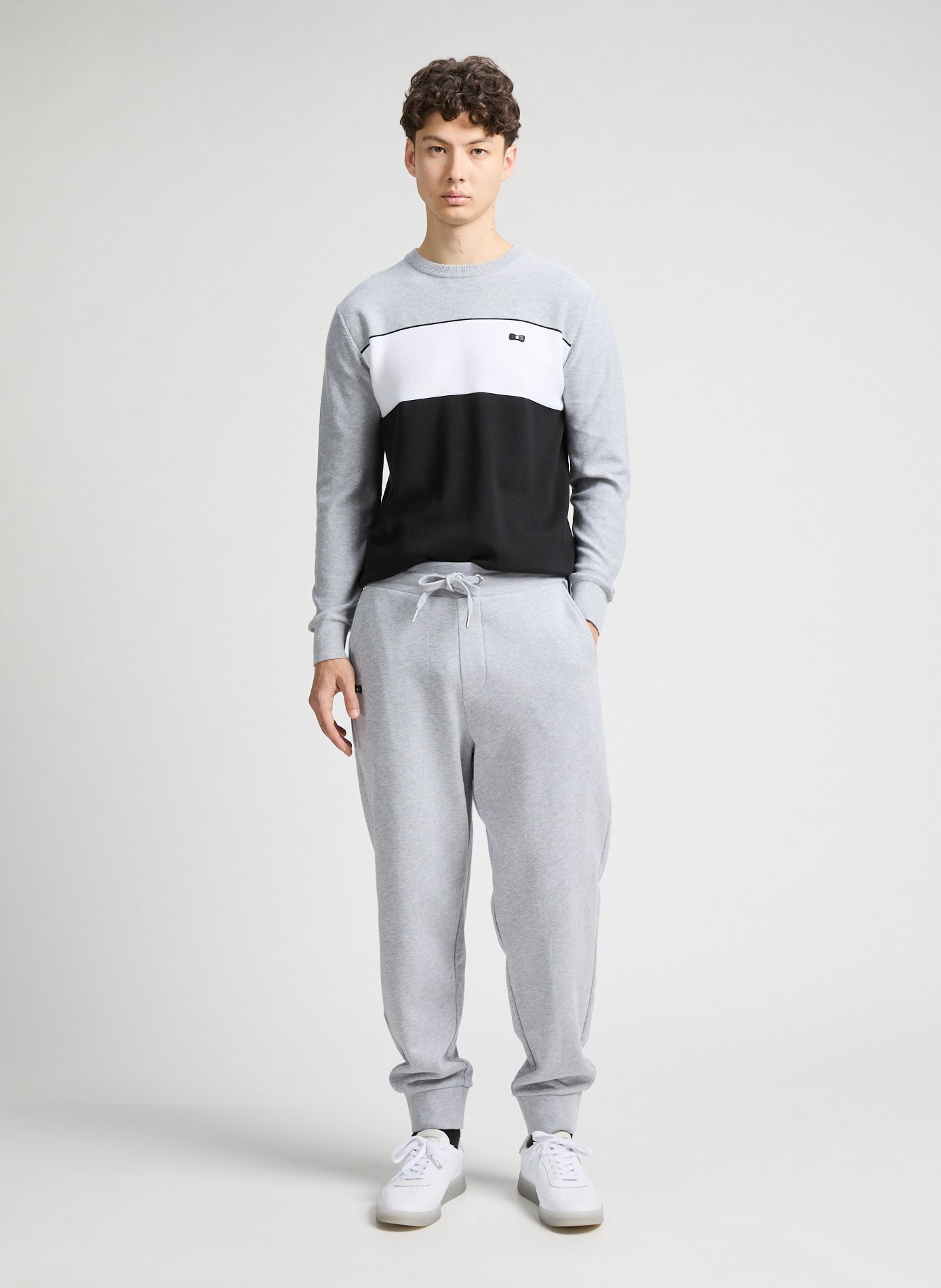 Pull col rond en coton  EDEN PARK Noir