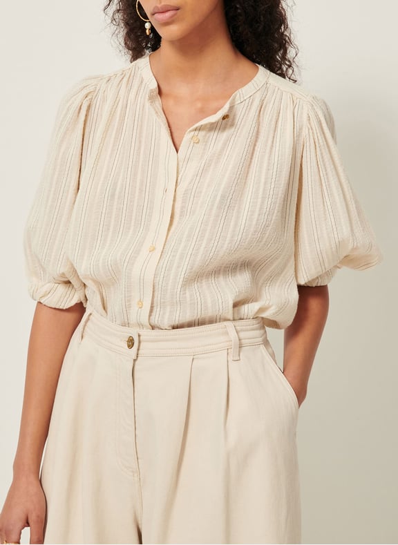 Chemise ample col mao en coton bio a view Beige by SESSUN SESSUN Chemise ample col mao en coton bio a view Beige