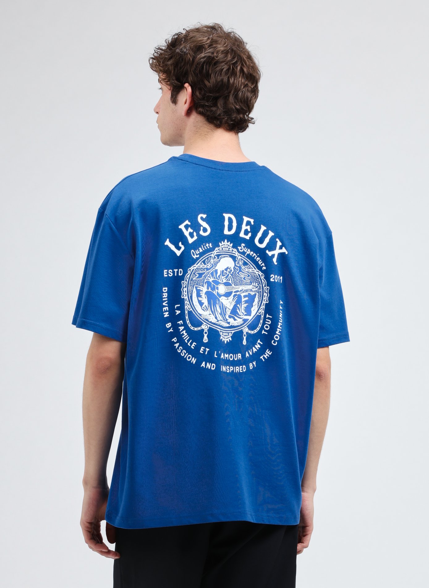 T-shirt imprimé en coton  LES DEUX Bleu