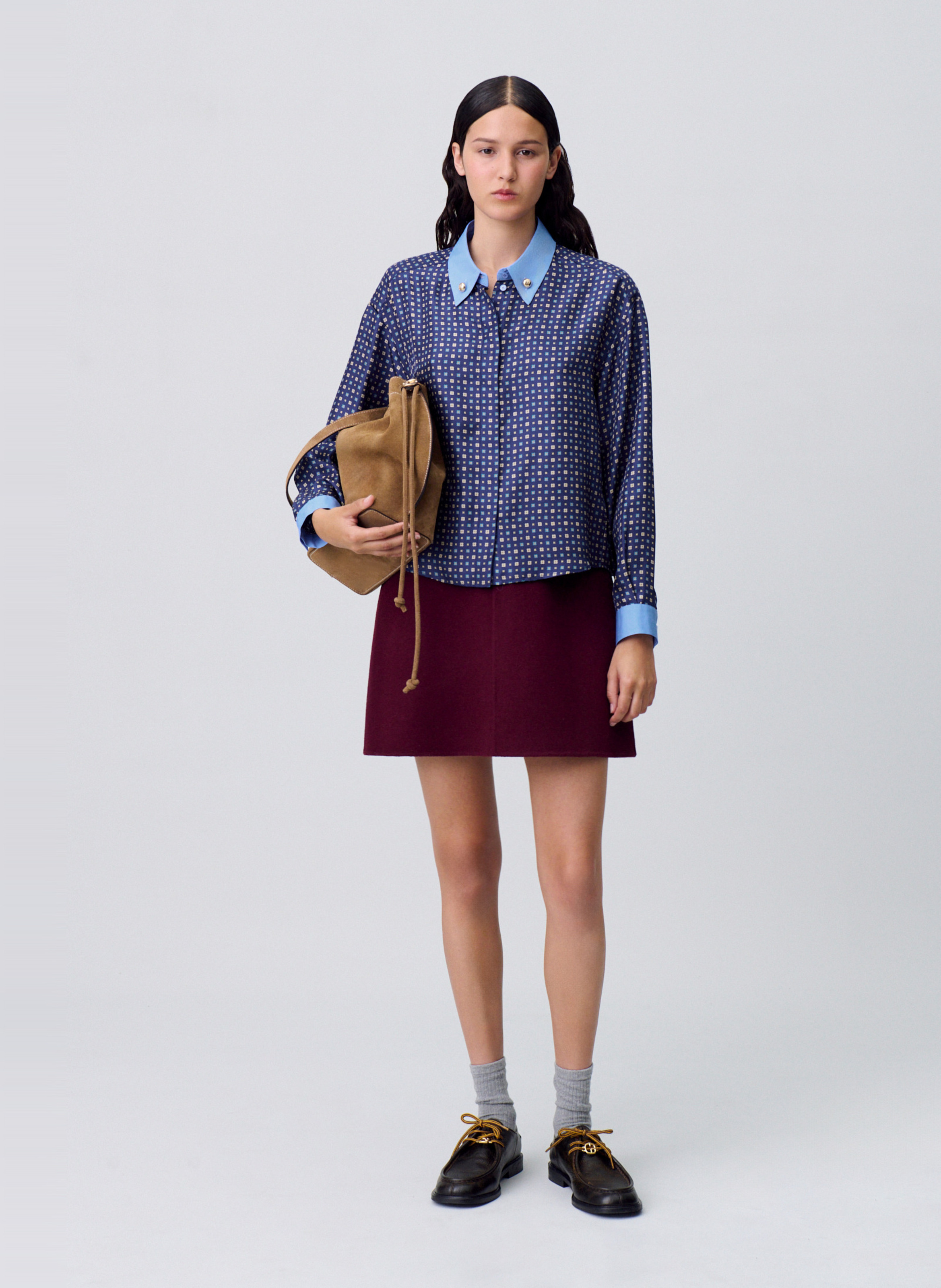 Chemise droite en soie imprimée CLAUDIE PIERLOT Multicolore