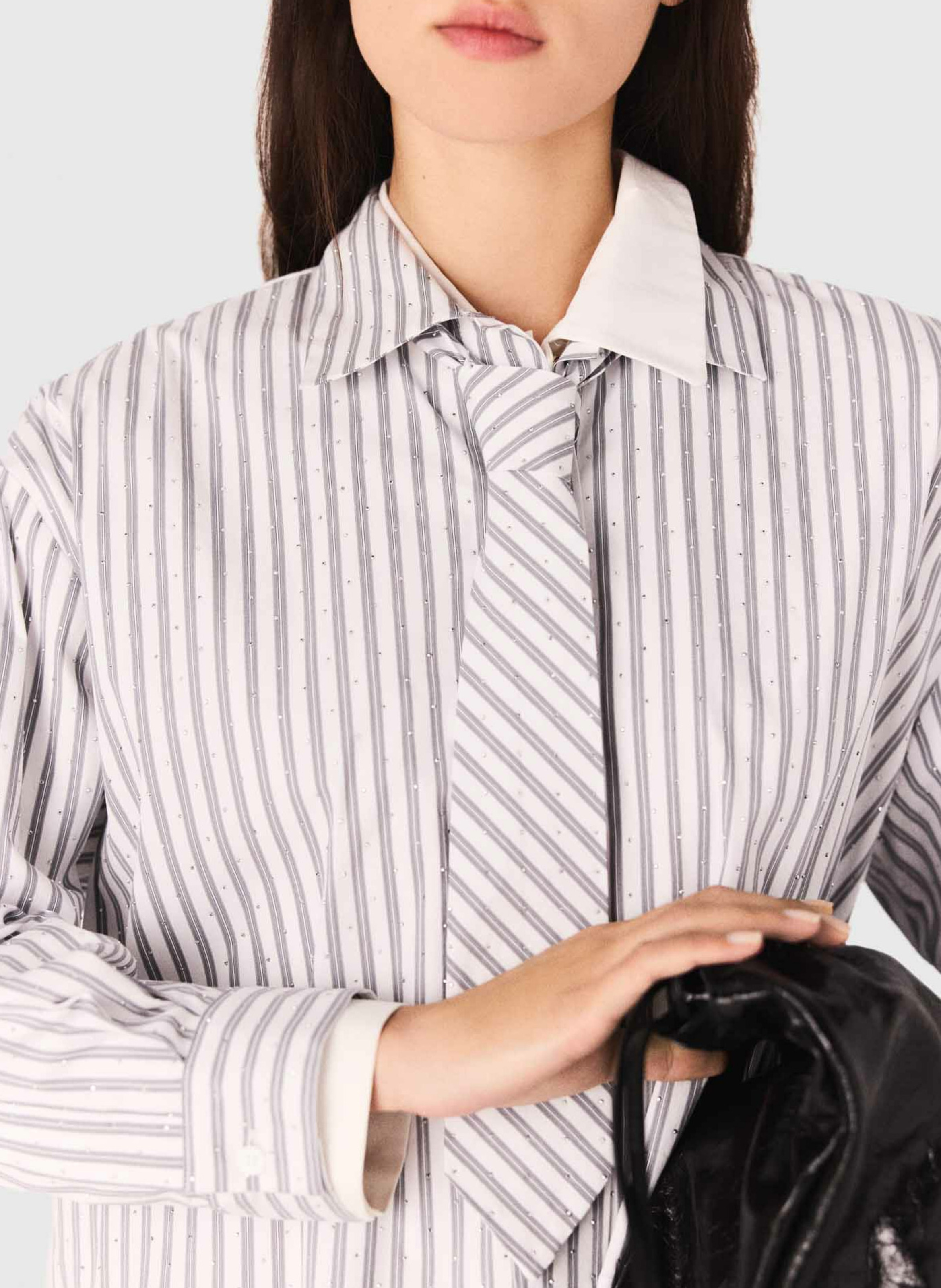 Chemise col classique en coton mélangé MAJE Beige