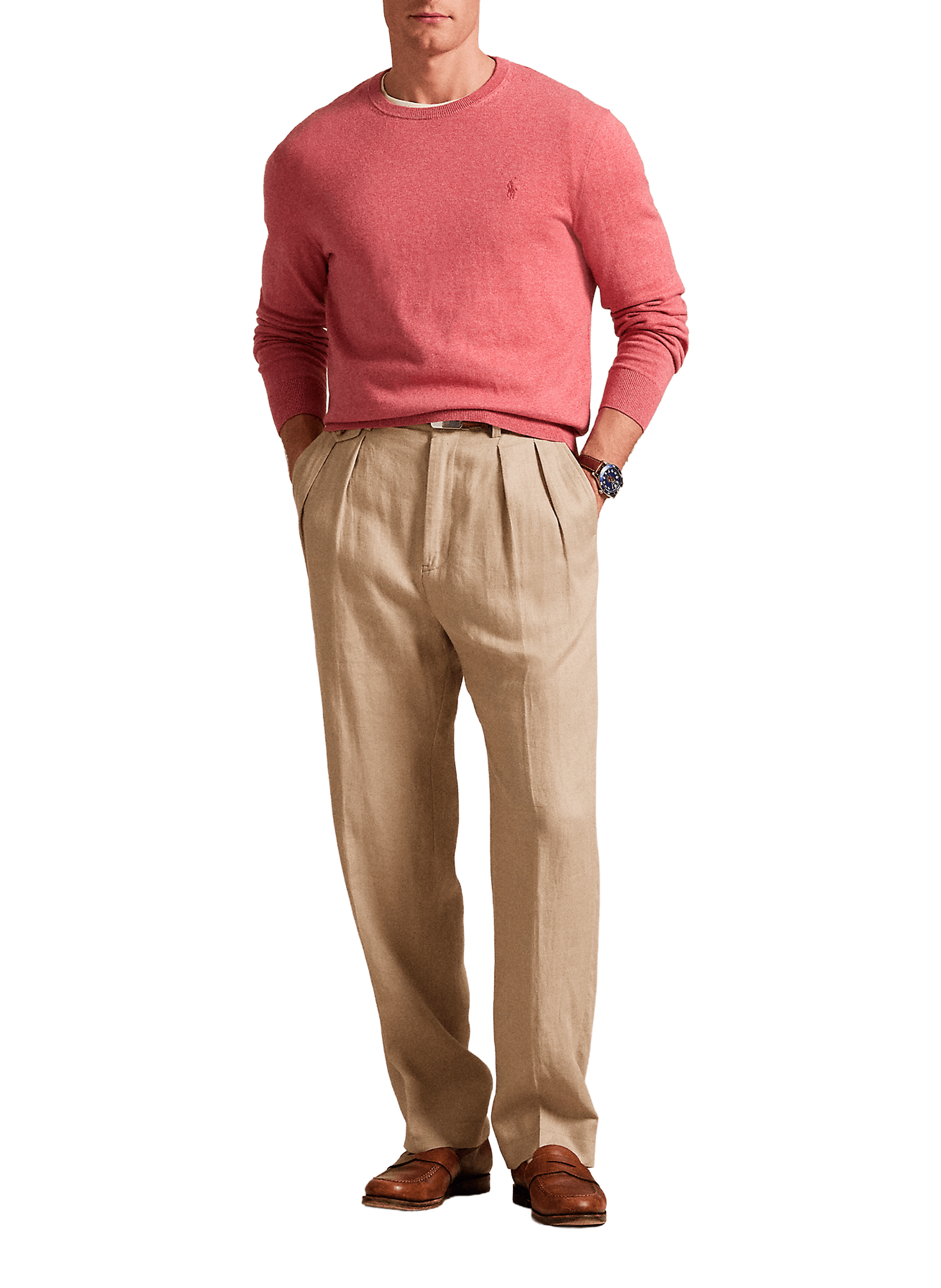 Straight embroidered sweater in cotton and cashmere blend POLO RALPH LAUREN Red