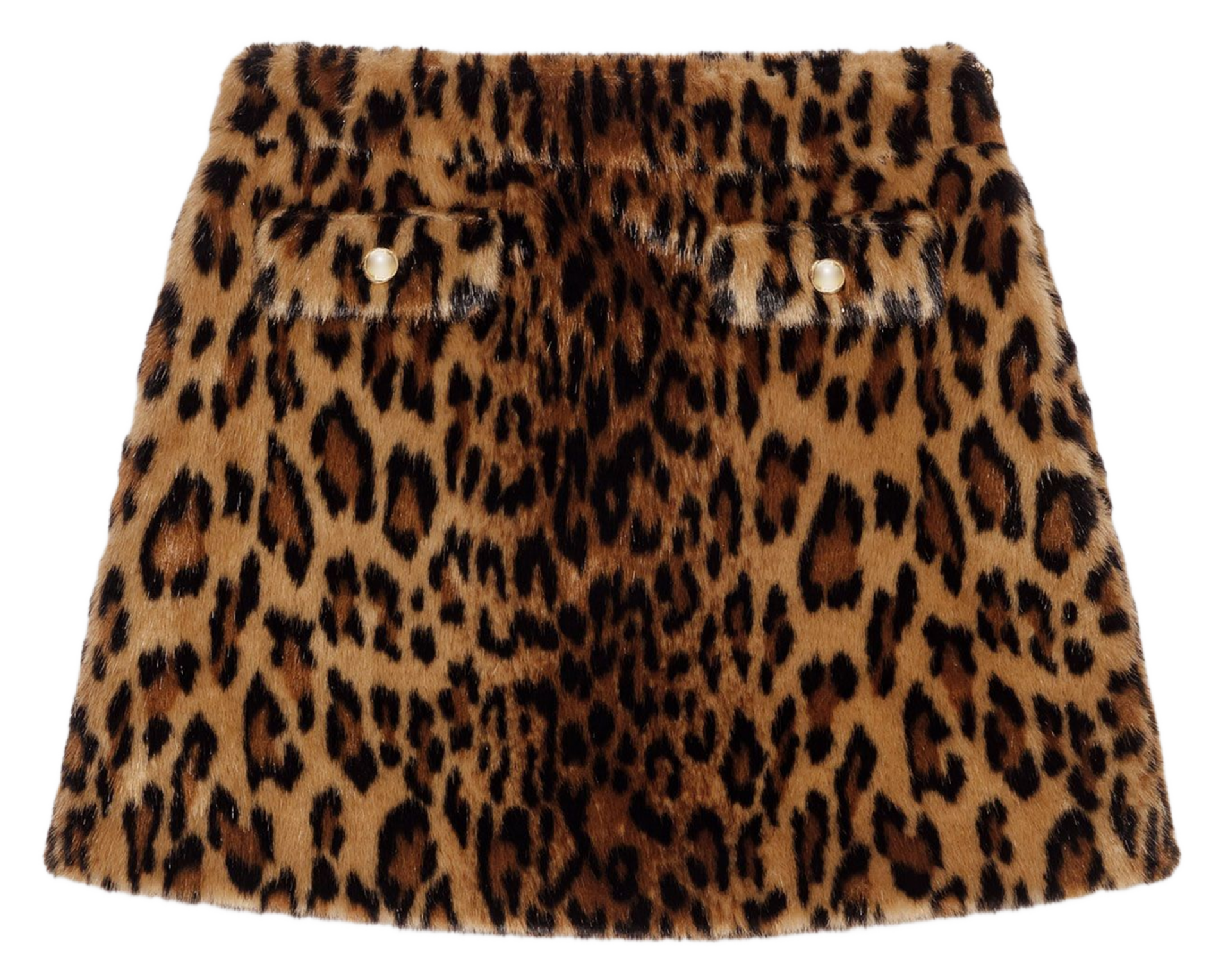 Jupe courte droit à imprimé léopard MAJE Marron