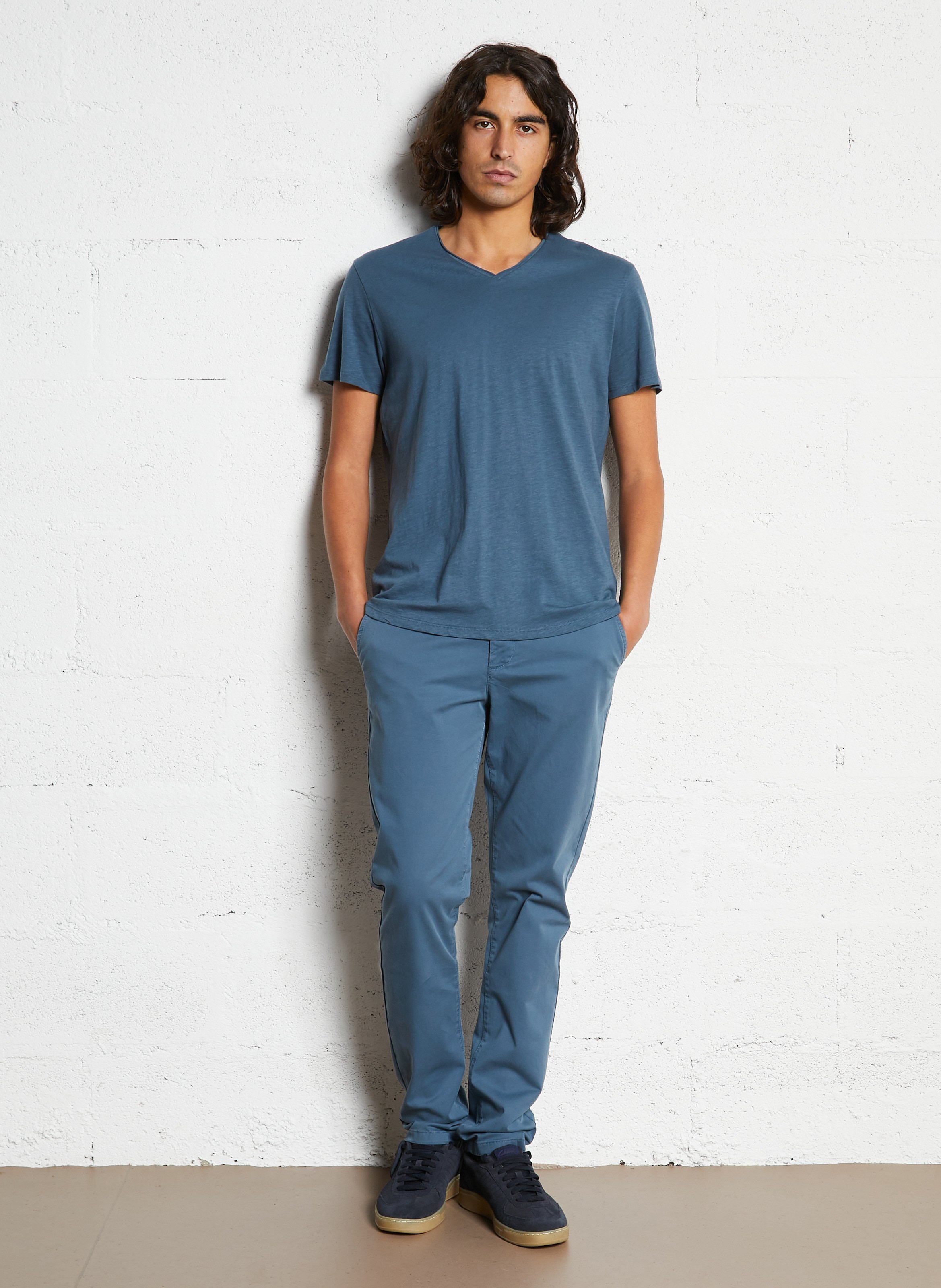 Tee-shirt col v en coton IKKS Bleu