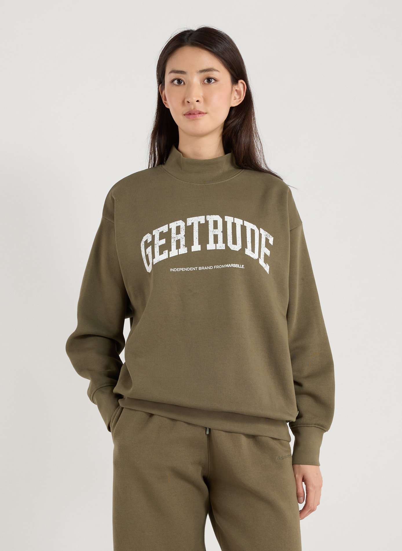 GERTRUDE ET GASTON Solid blend cotton sweater Khaki