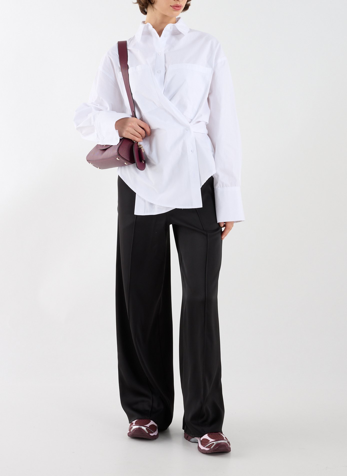 Asymmetrical cotton shirt TOPSHOP White