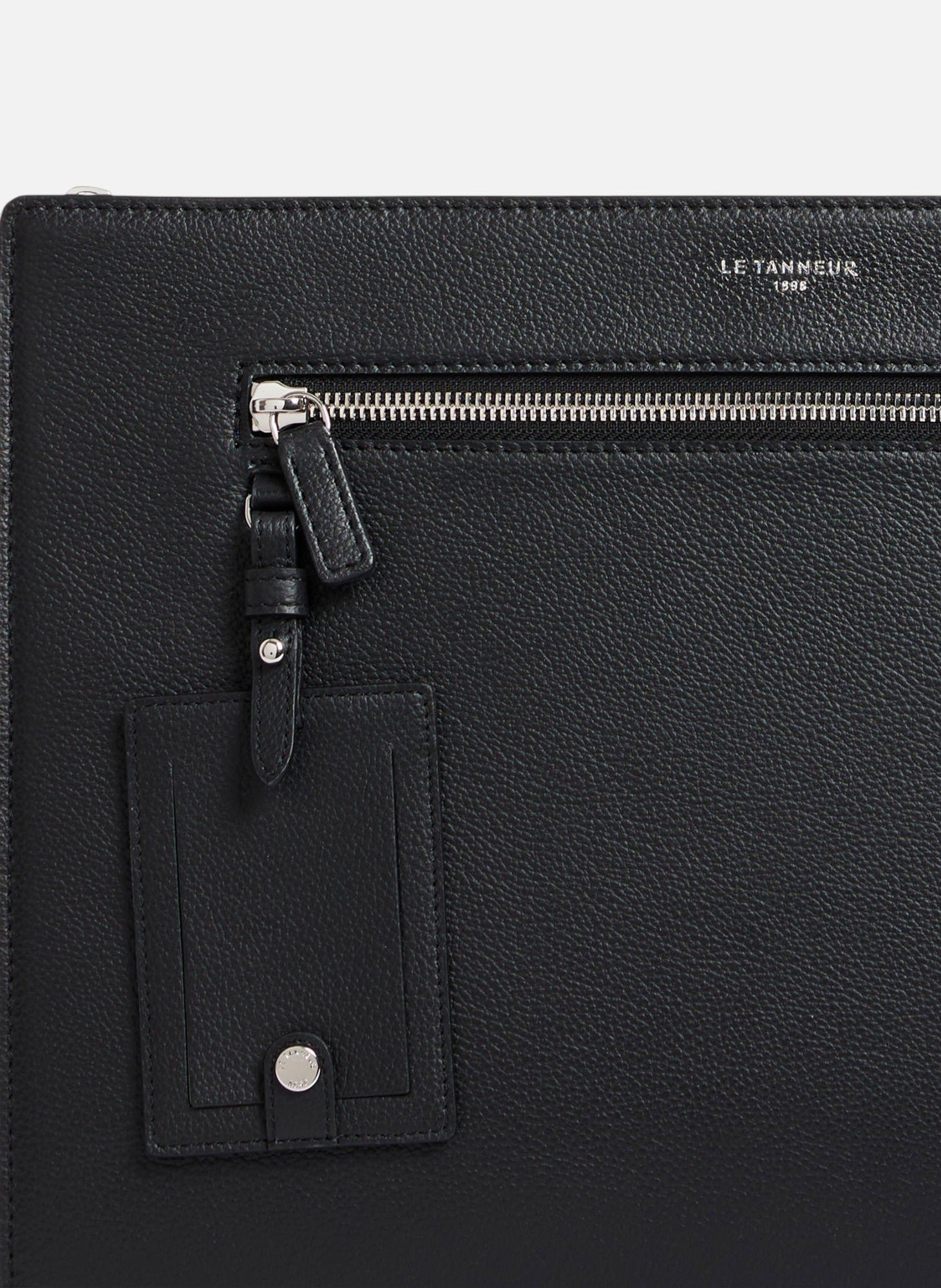 Pochette a4 emile en cuir grainé LE TANNEUR Noir