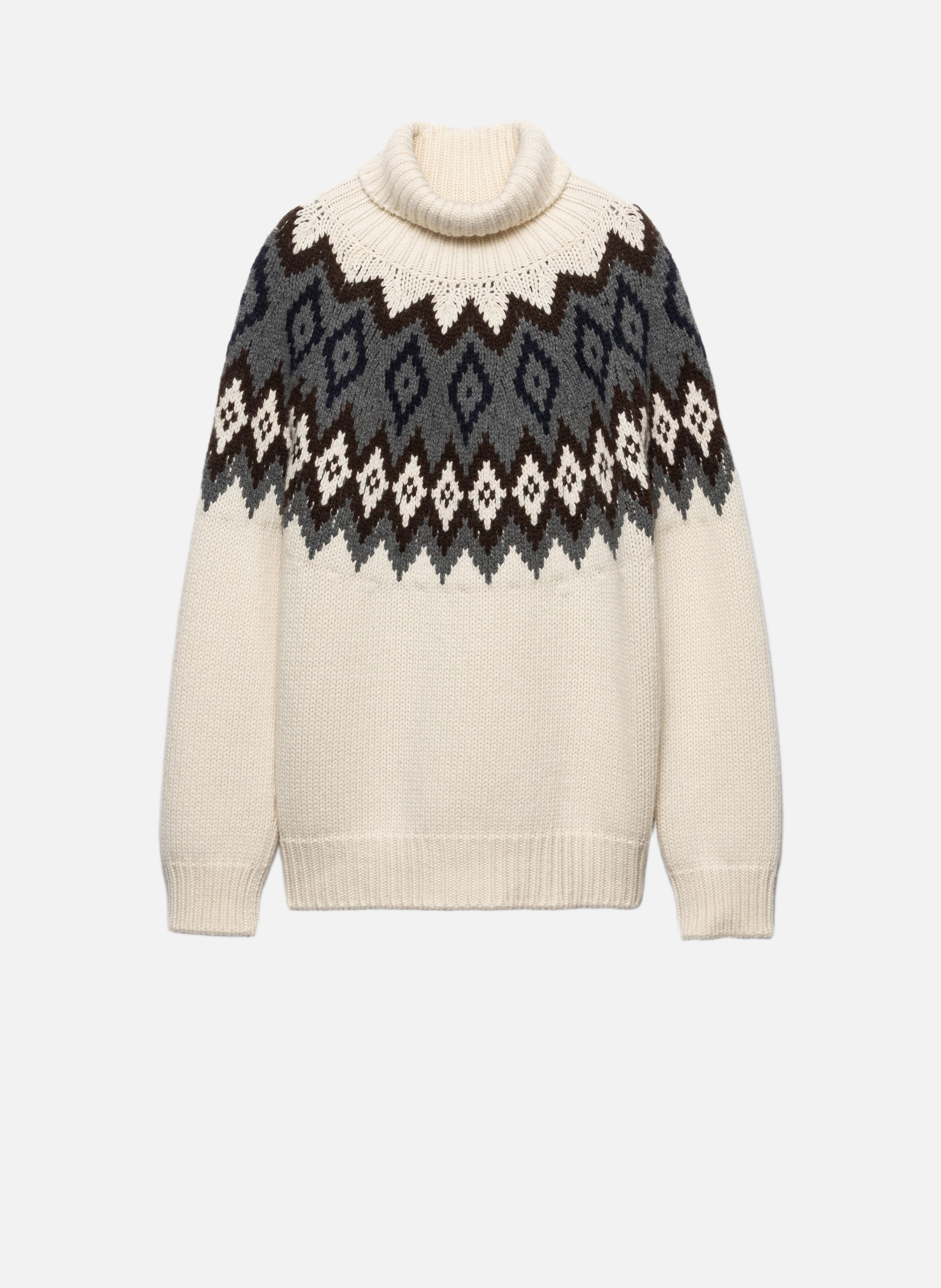 Pull à col roulé en cachemire et laine PRADA Beige