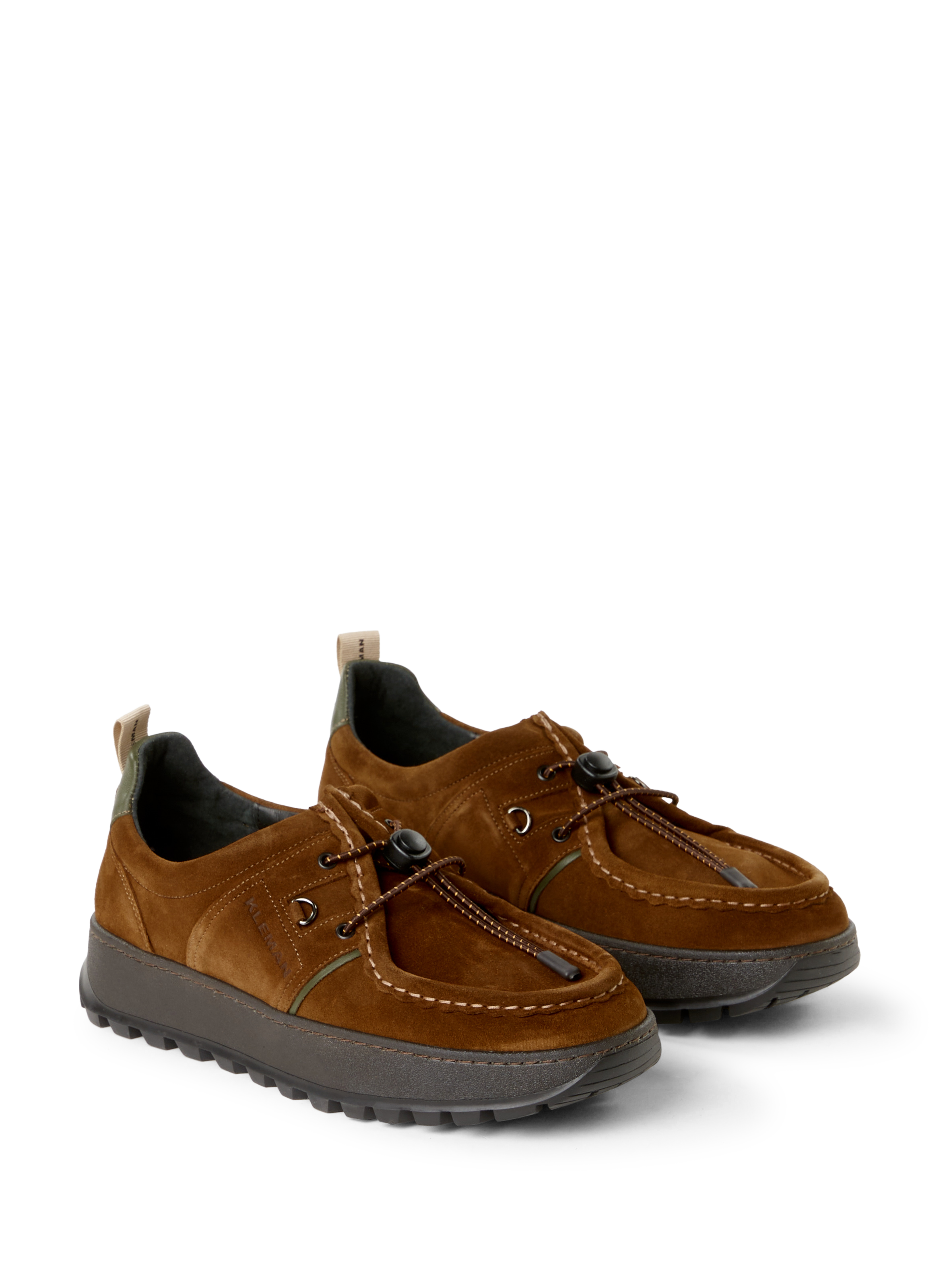 Serrated suede leather derbies KLEMAN Brown
