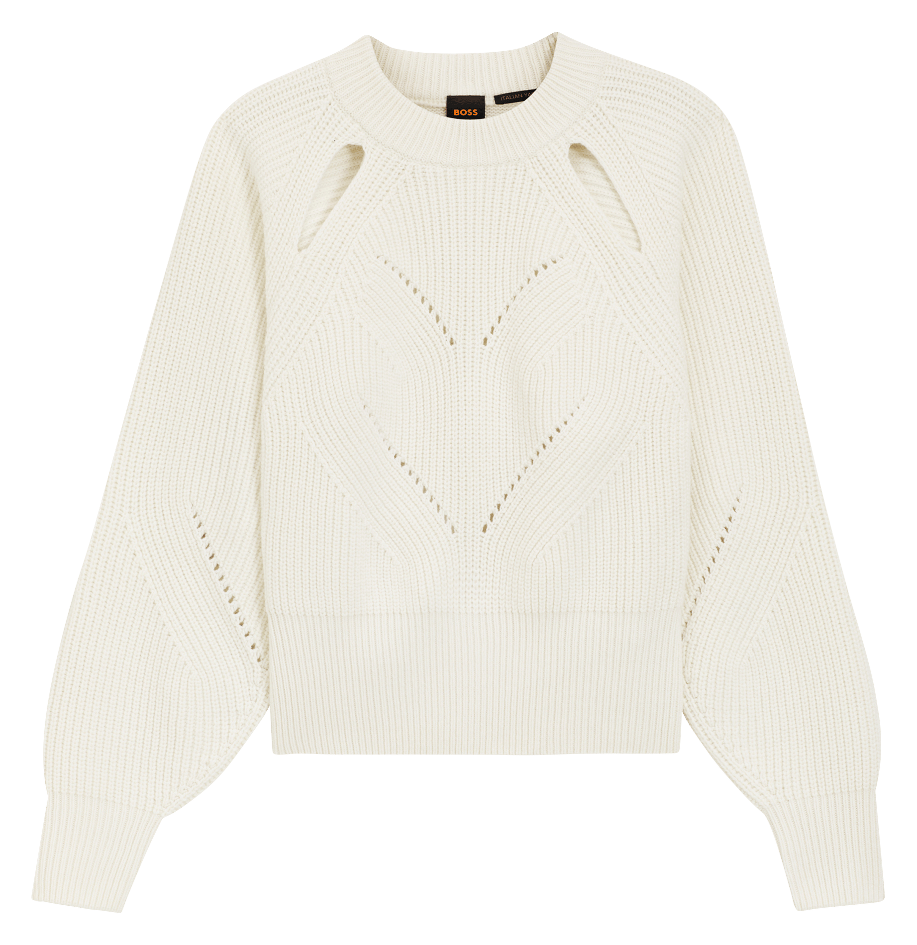 Pull col rond en laine mélangée BOSS Beige