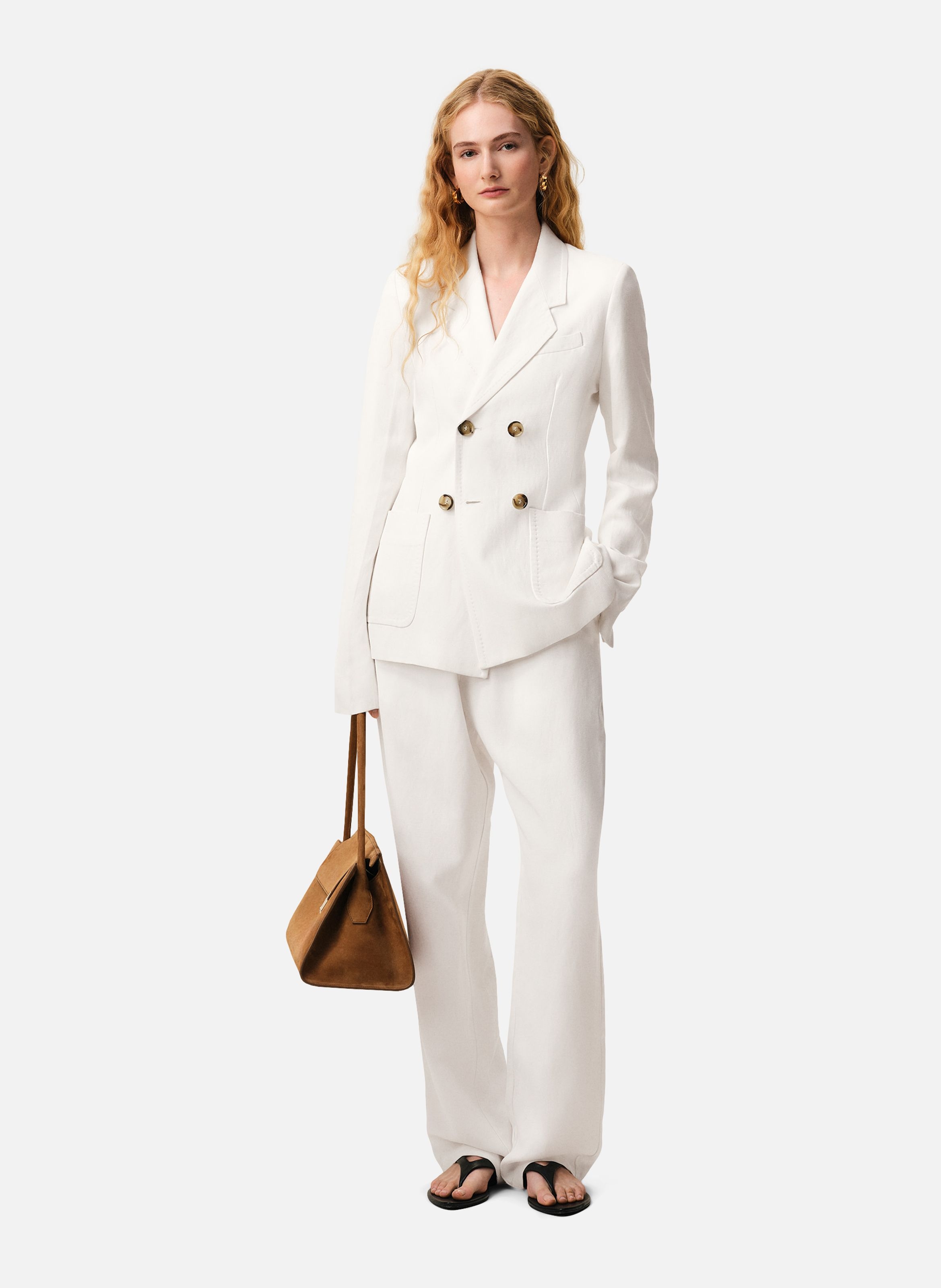 Veste bar double boutonnage en lin AMI PARIS Blanc