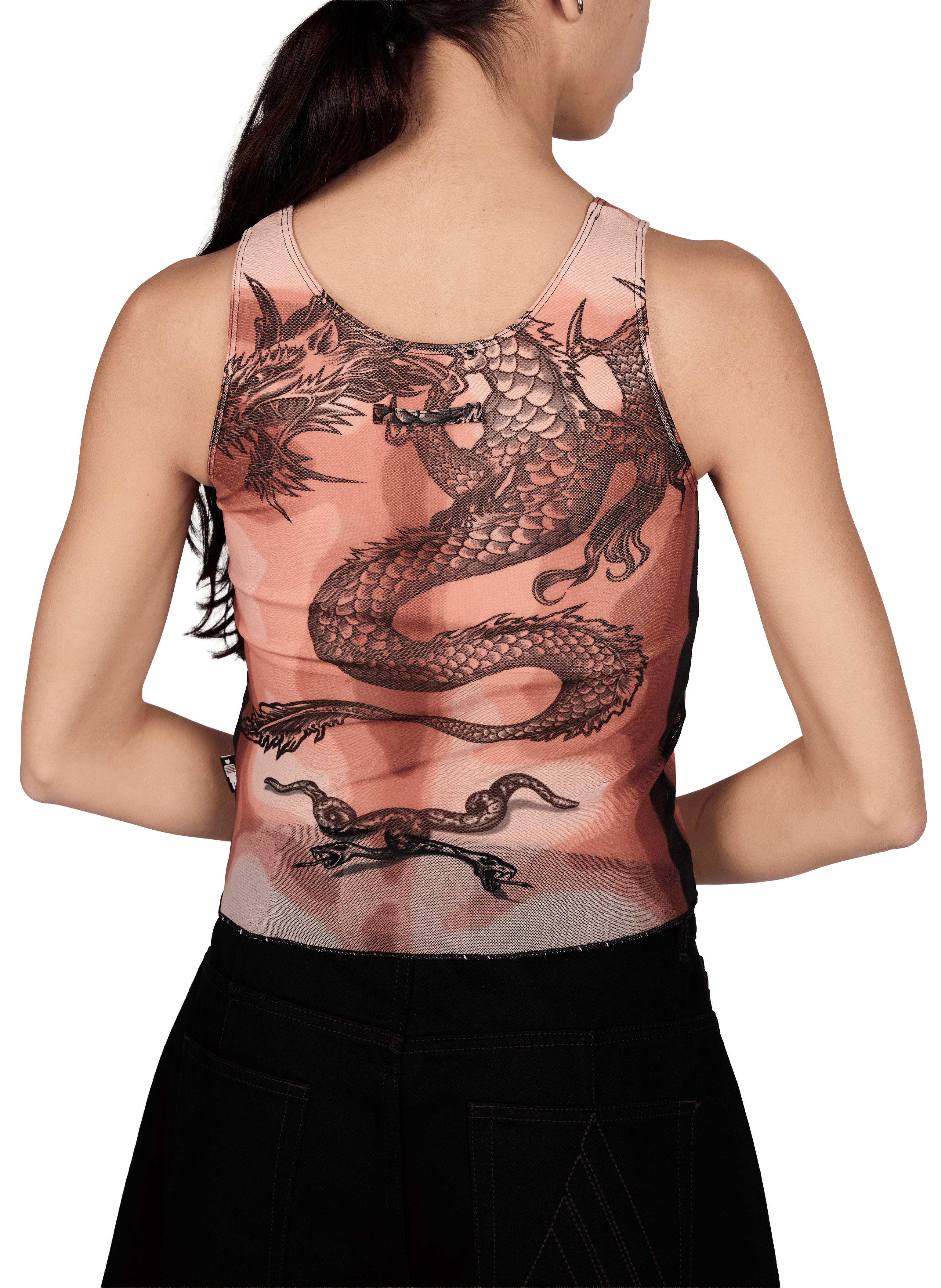 Printed sheer top JEAN PAUL GAULTIER Beige