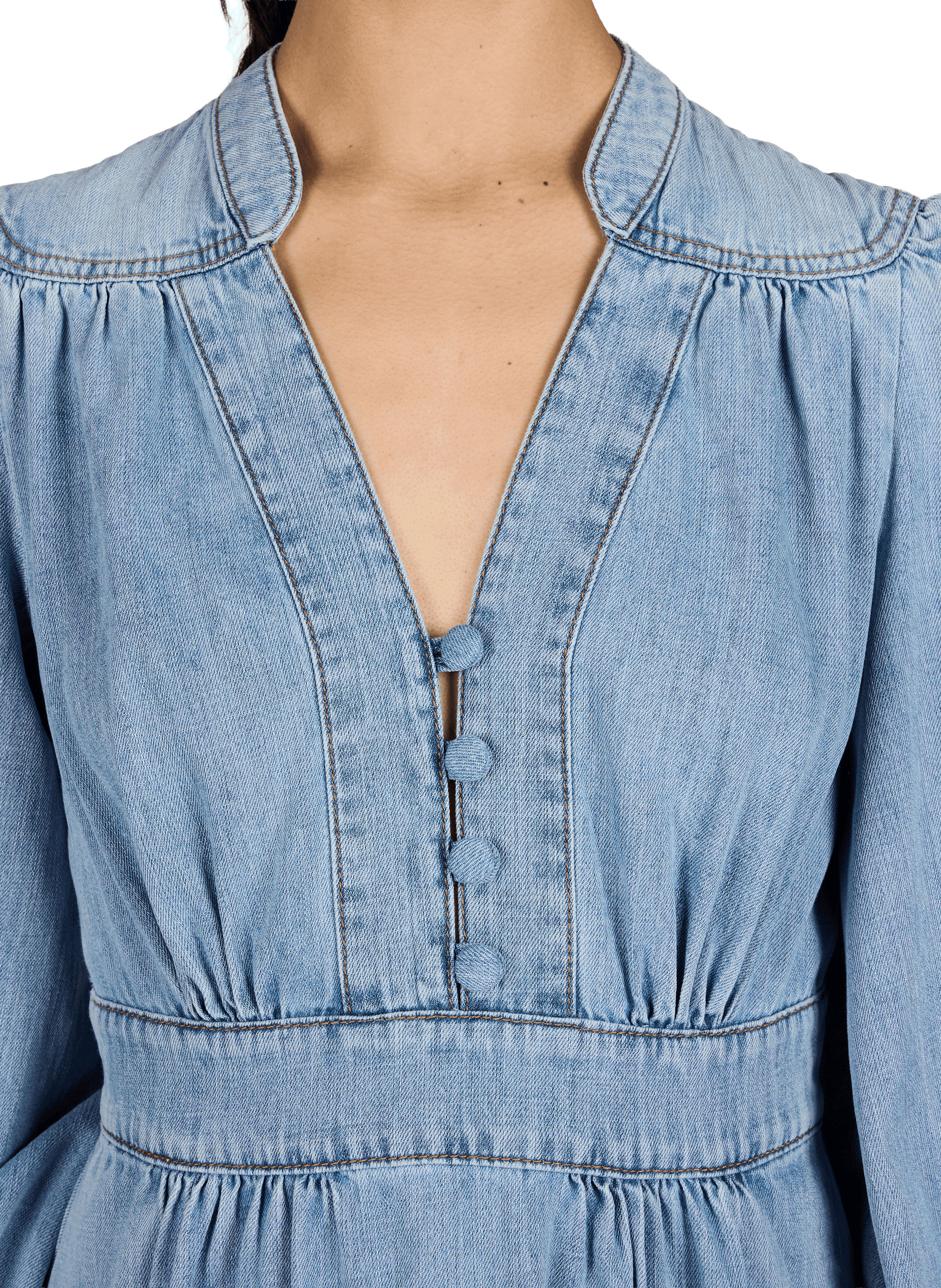 Long cotton V-neck dress ZIMMERMANN Blue