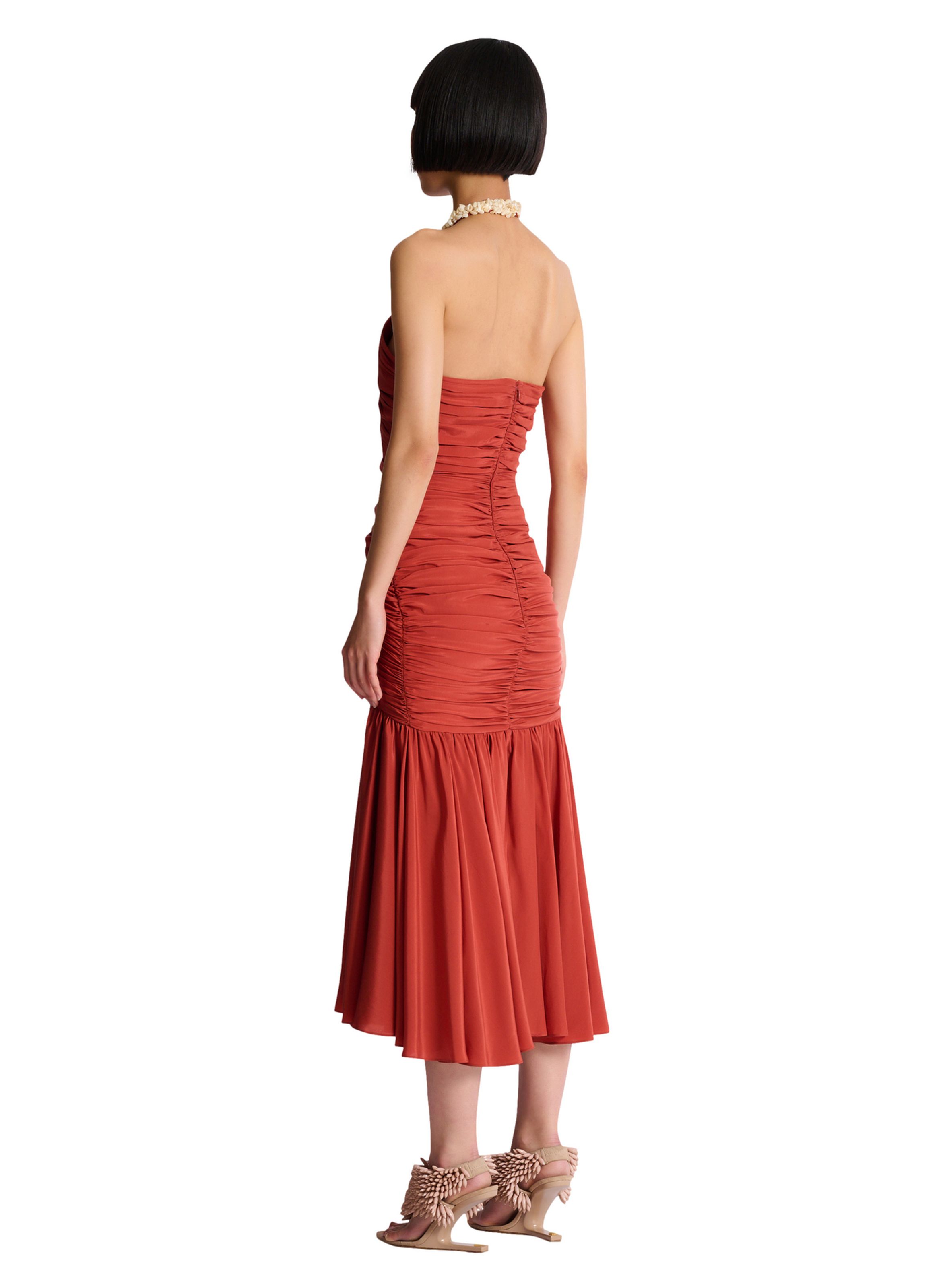 Robe coquillages en crêpe BALMAIN Rouge