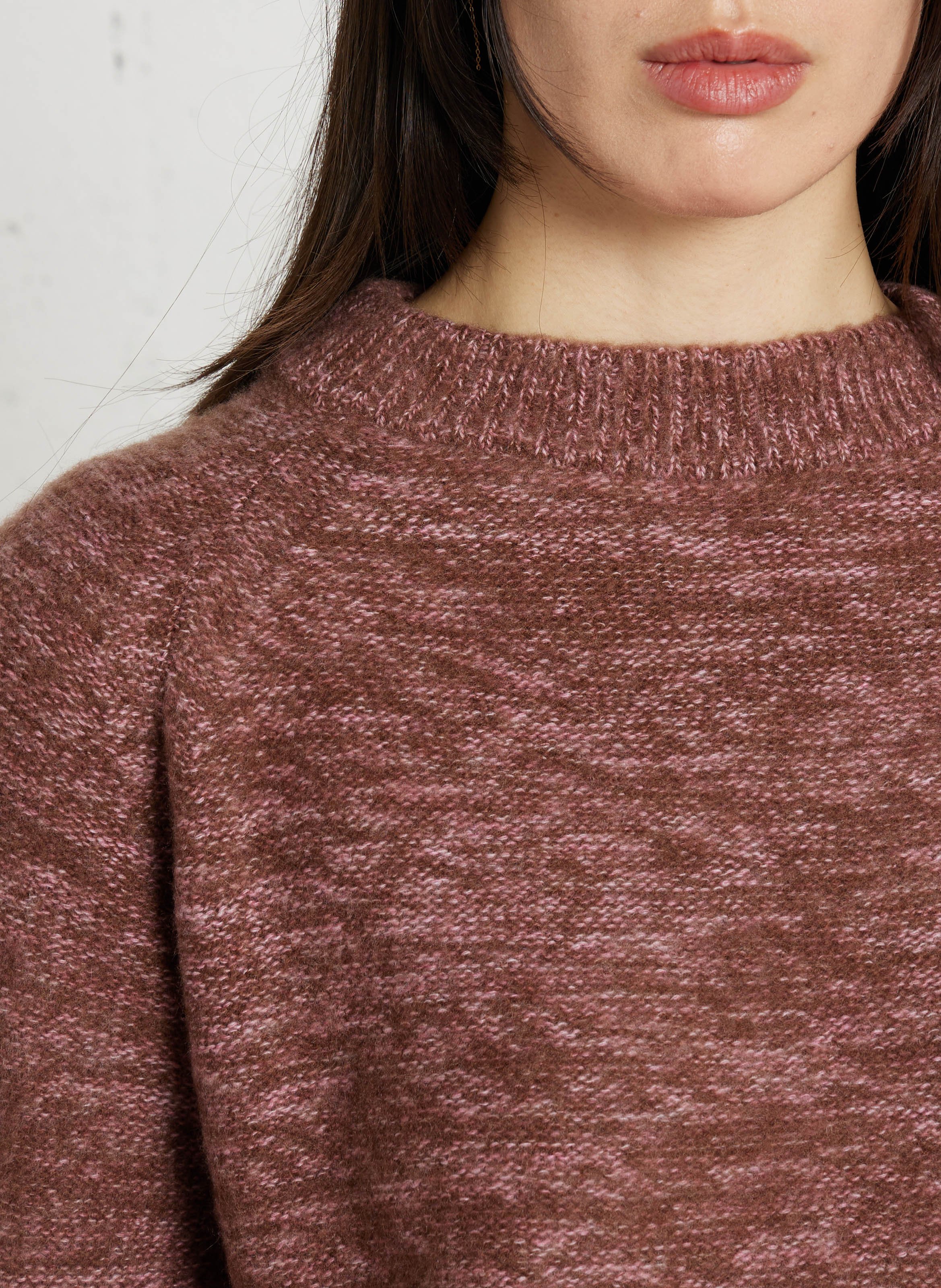 Pull droit col rond chiné en cachemire pearl MAISON 123 Violet