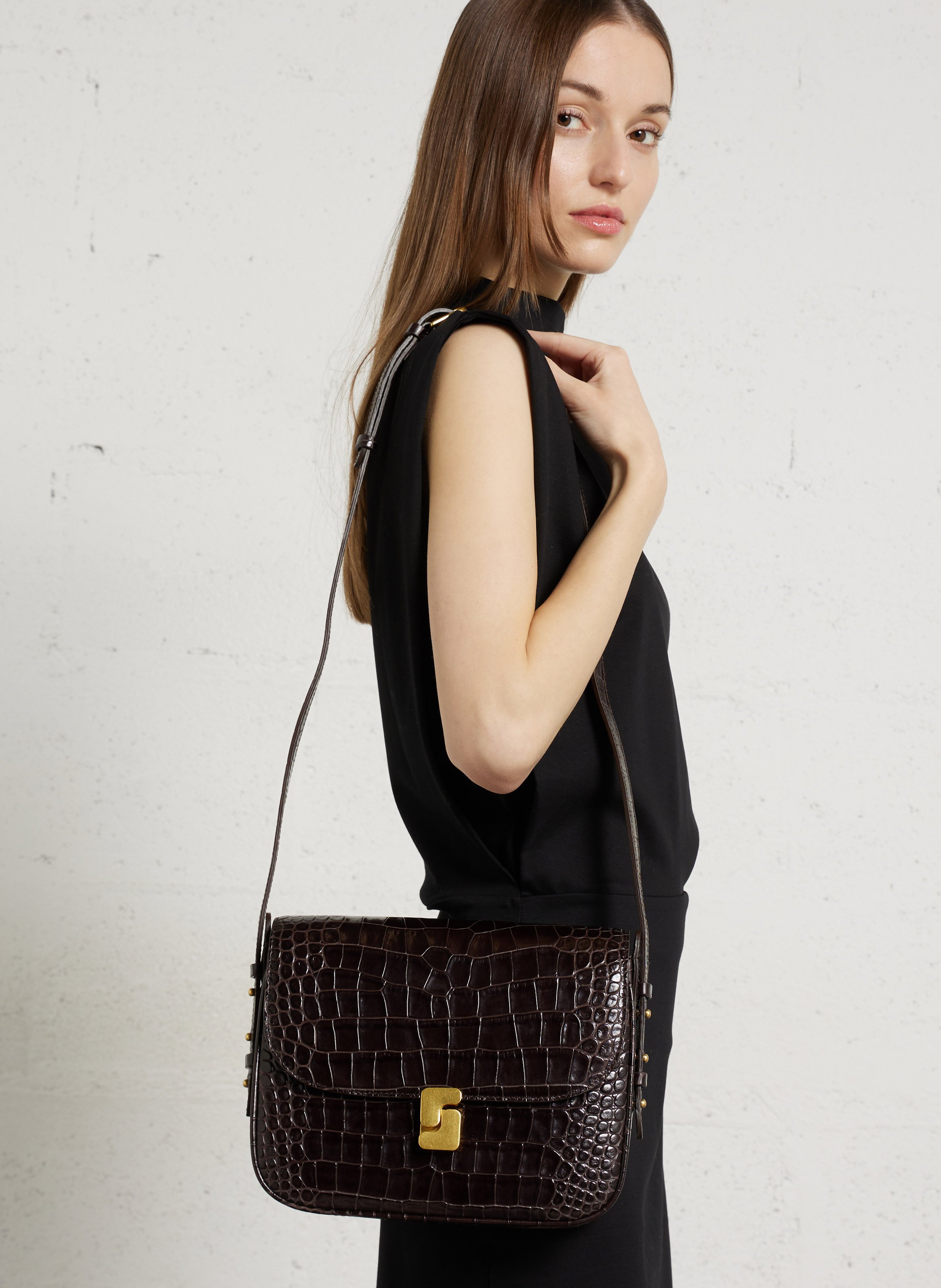 Sac porté épaule en cuir Bellissima maxi SOEUR Marron