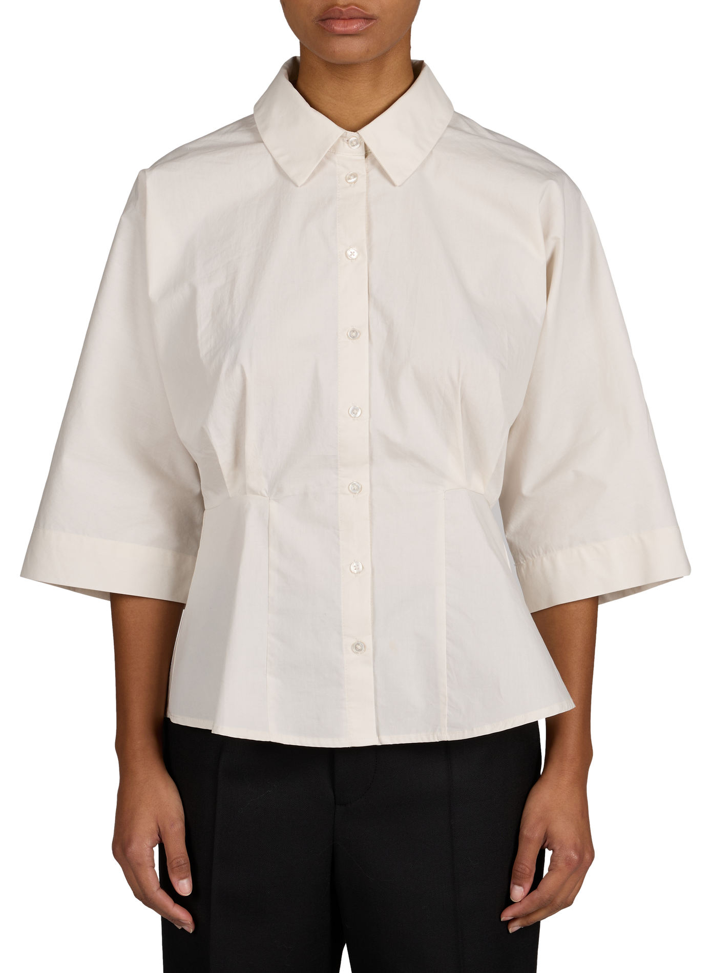Short-Sleeve Cotton Shirt OBJECT No Color