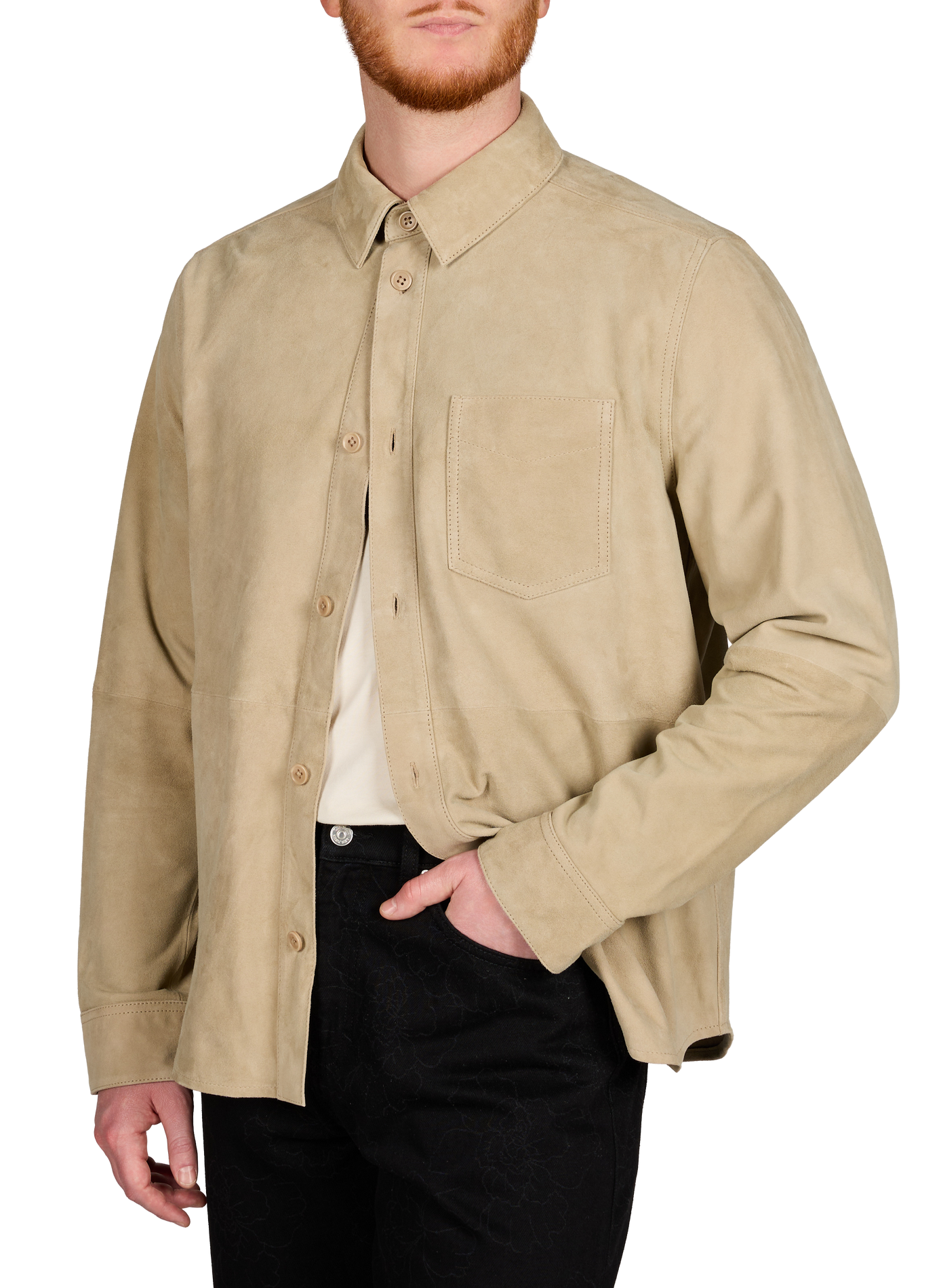 Surchemise Bertram en cuir de vache suédé LES DEUX Beige