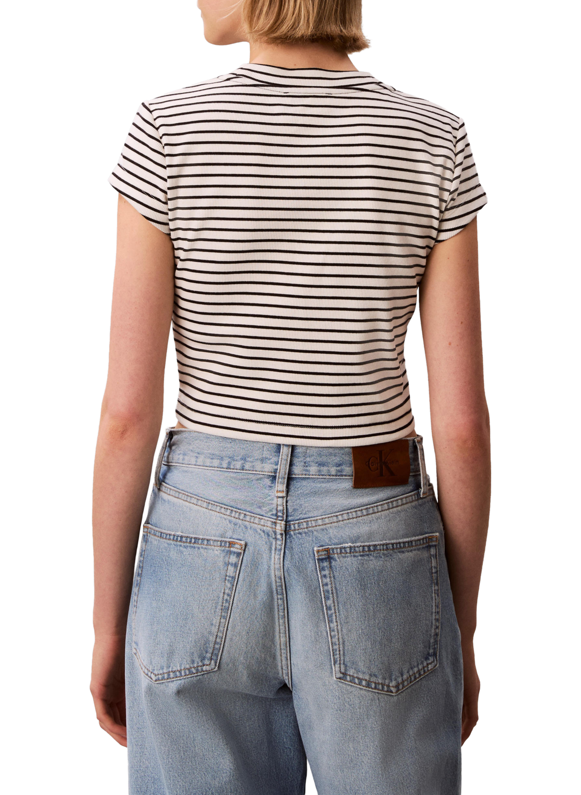 T-shirt court brodé en coton mélangé CALVIN KLEIN Multicolore