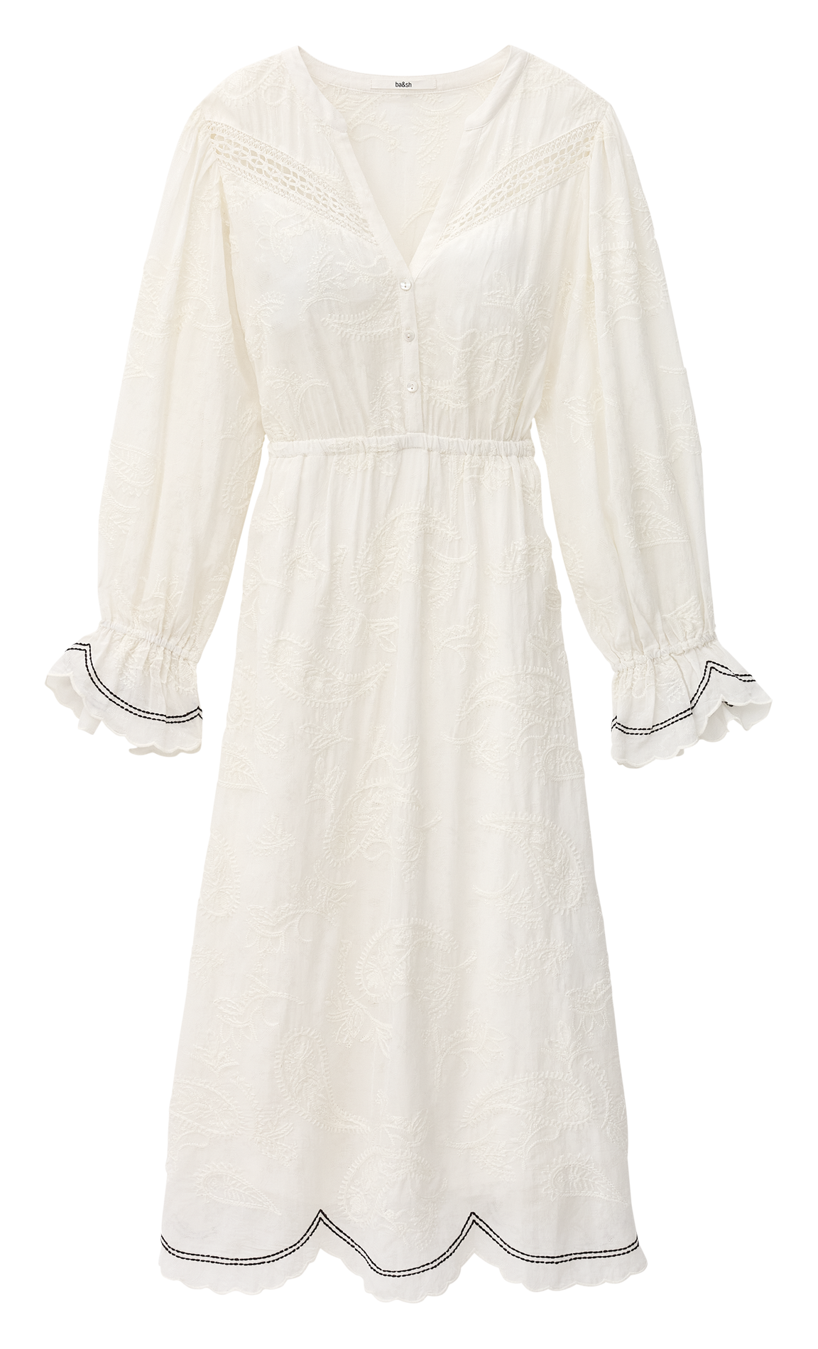 Robe midi brodée prisco BA&SH Beige