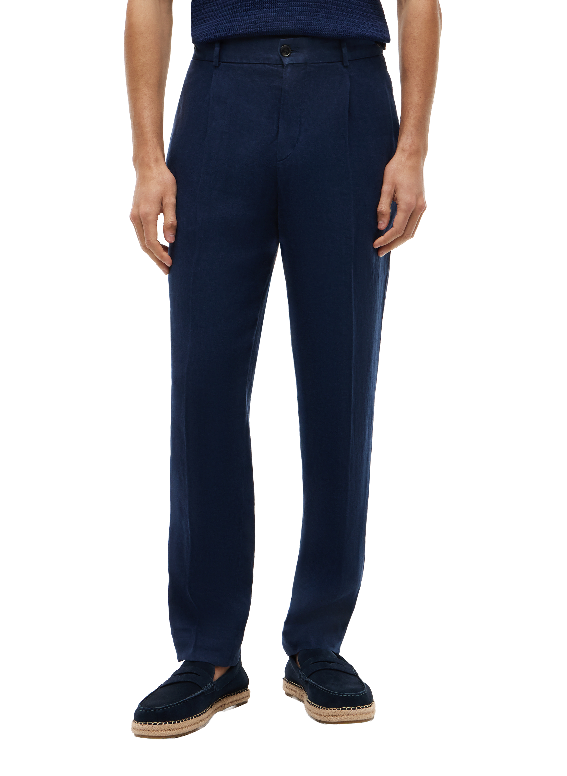 Pantalon chino New York Label en lin TOMMY HILFIGER Bleu