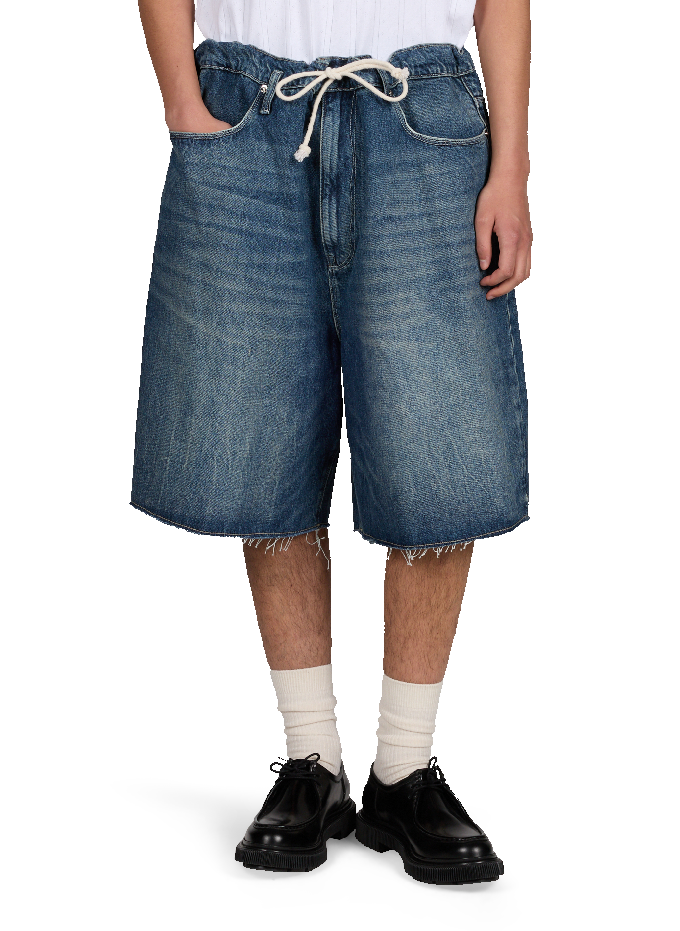 Short droit en denim de coton CAMIEL FORTGENS Bleu