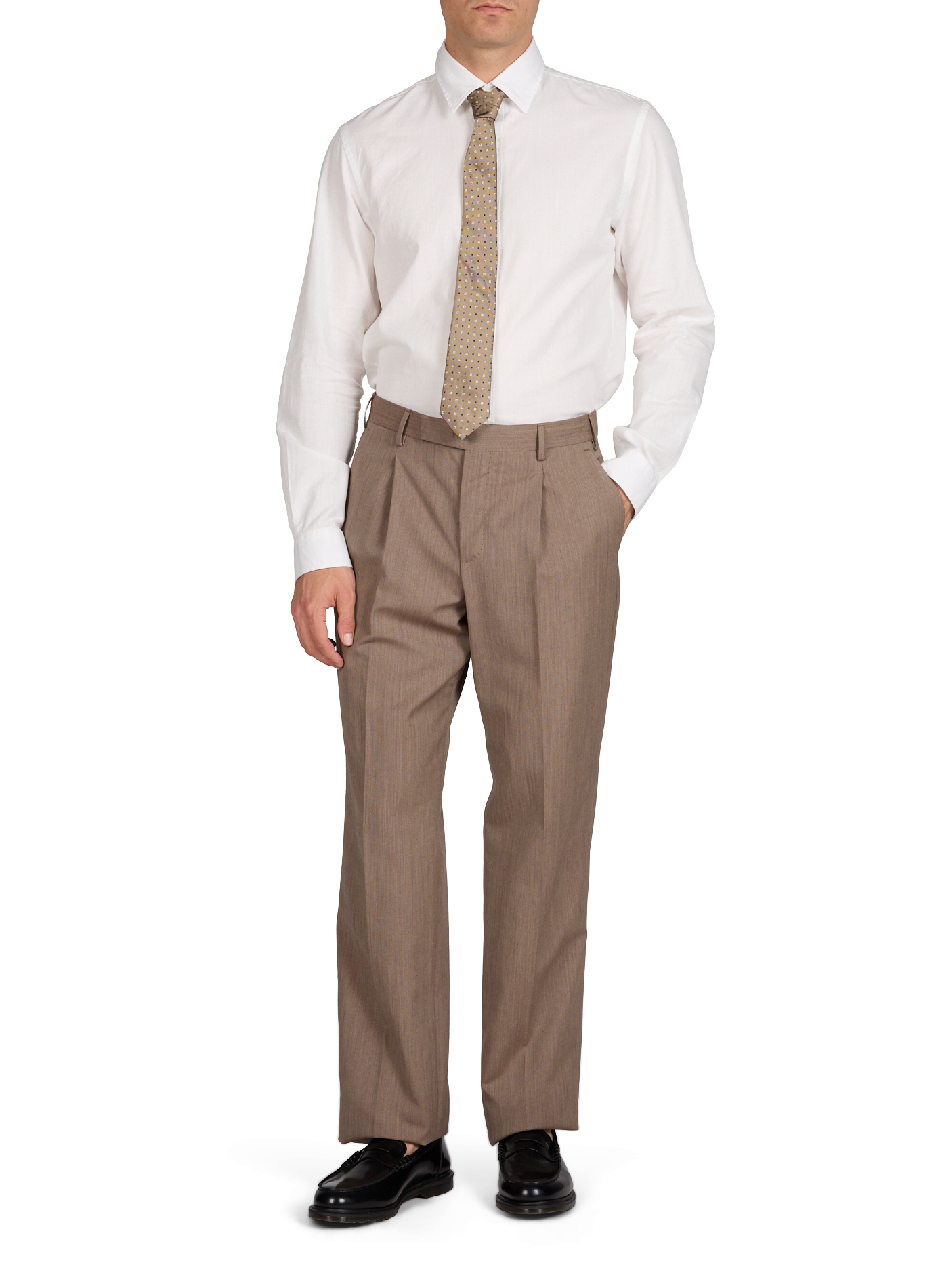 Pleated trousers in cotton and virgin wool PT01 No Color