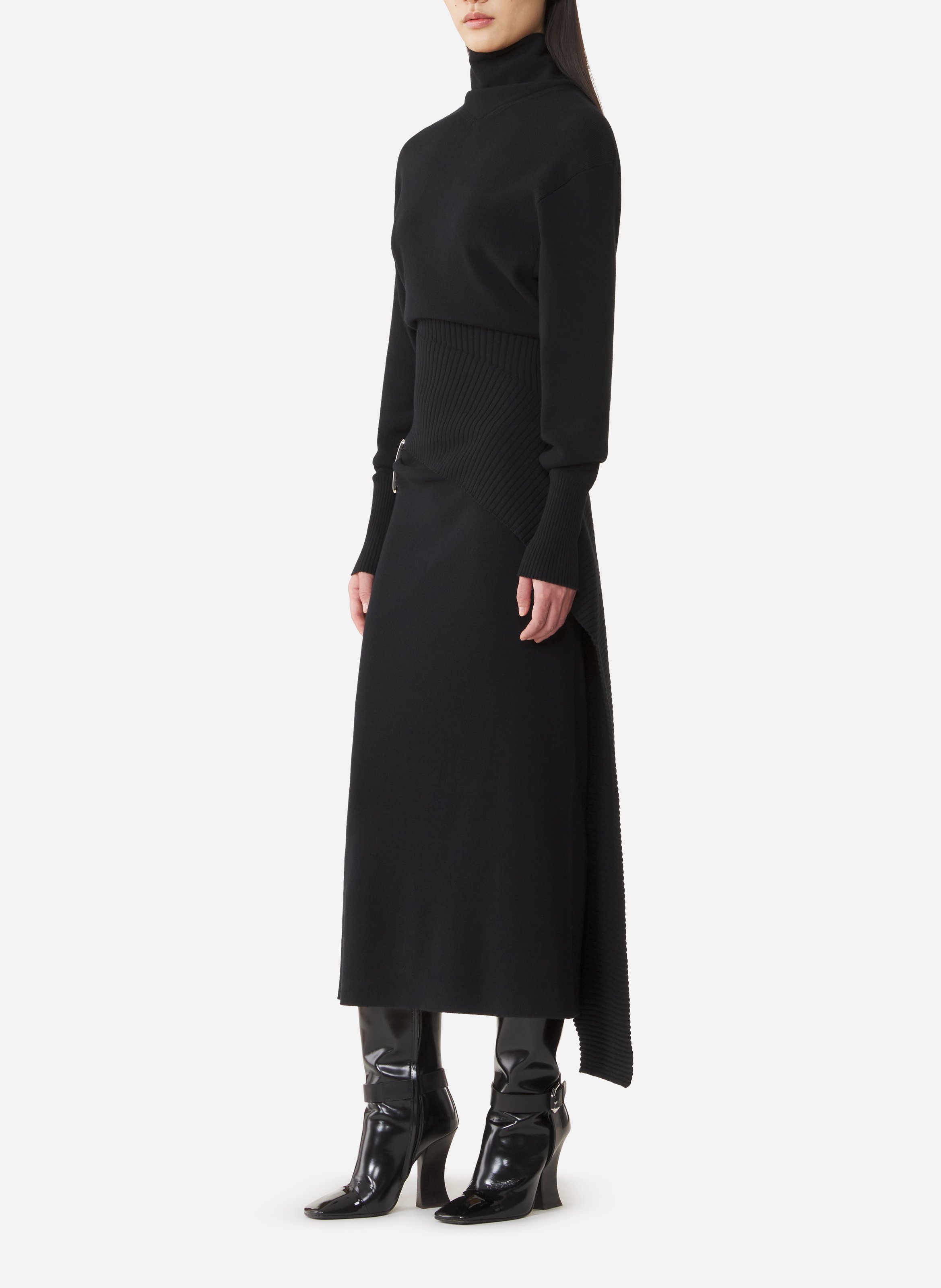 Robe midi en laine et cachemire LANVIN Noir