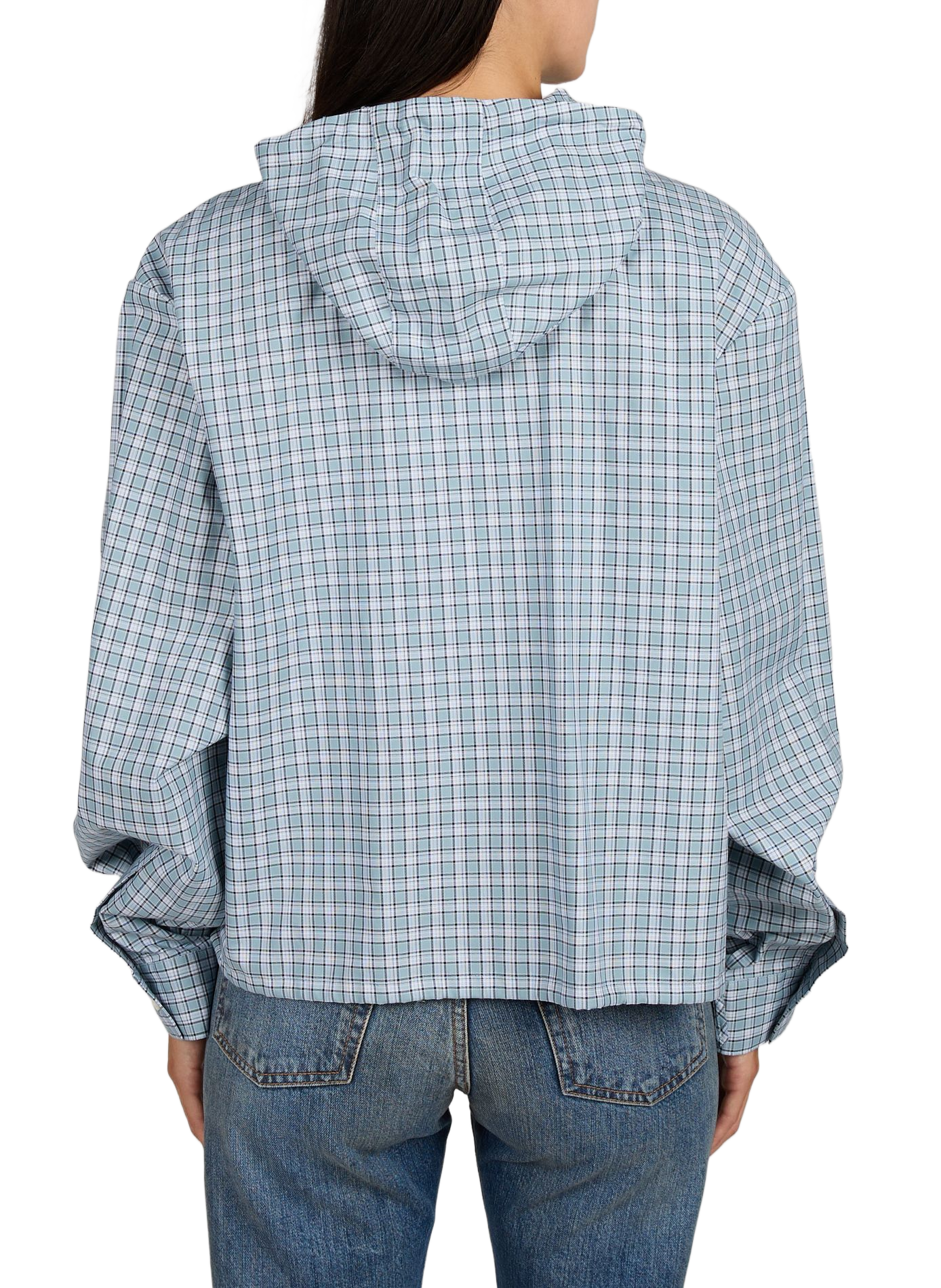 Chaqueta a cuadros con capucha de algodón ACNE STUDIOS Azul
